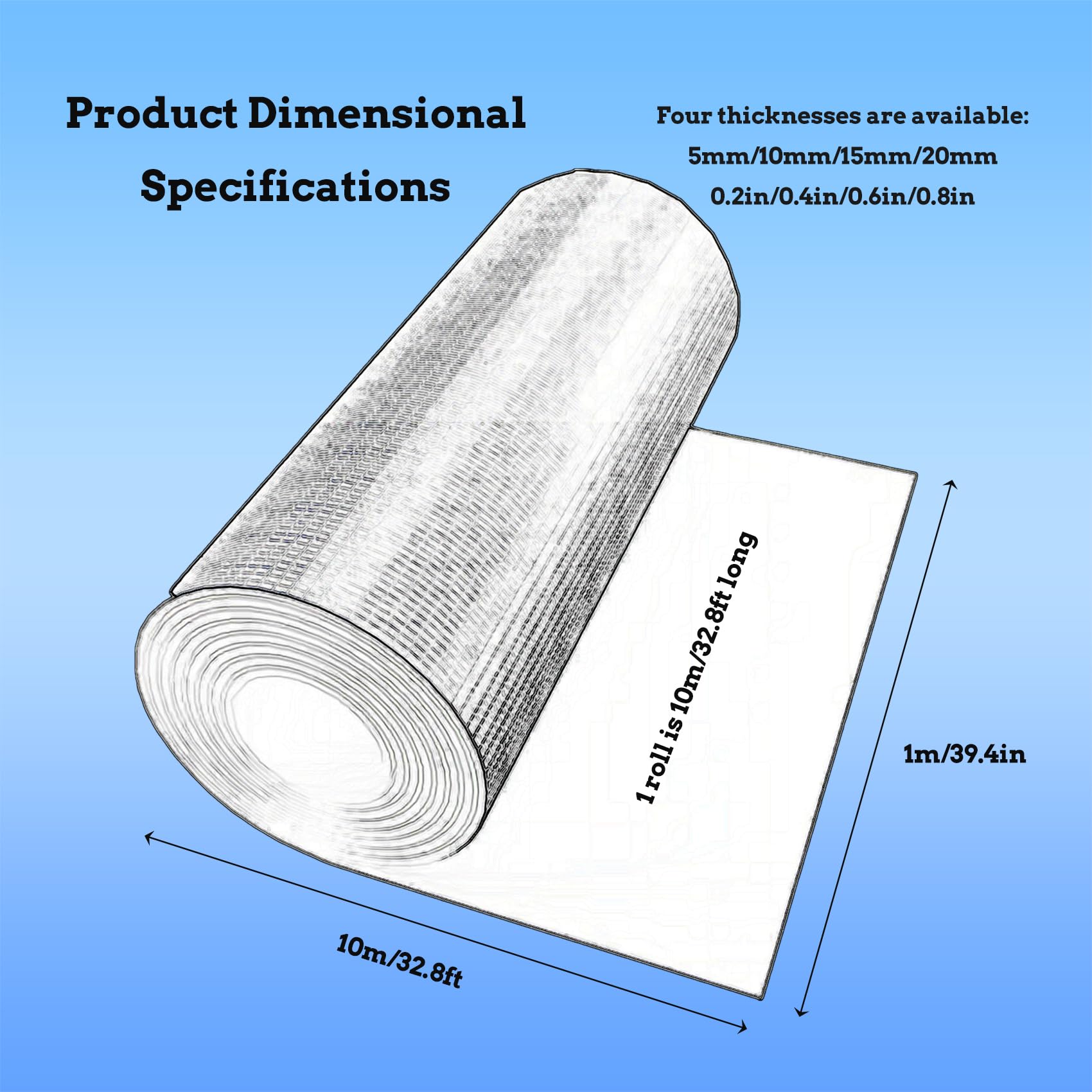 Rouleau Isolant NBR Auto-Adhésif | Feuille d'Aluminium Réfléchissante pour Contrôle Acoustique/Thermique Toit/Plancher Véhicules DIY - Réduction Bruit & Isolation(Size:10㎡=1 * 10m,Color:10mm)