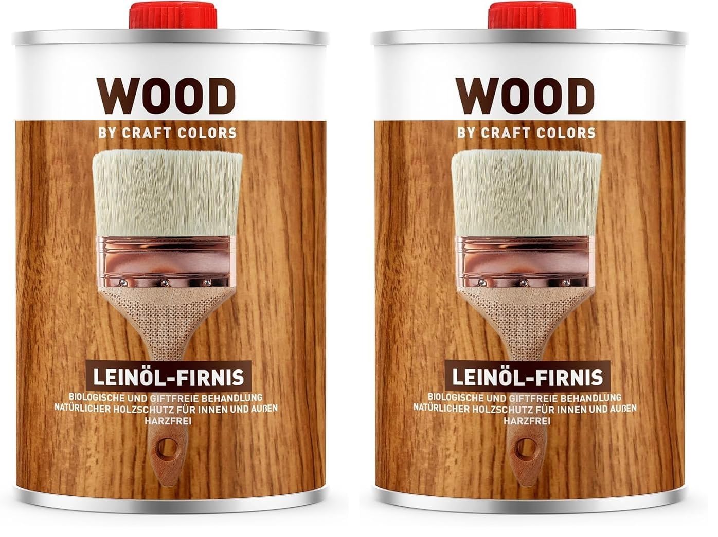 Olio di lino alta qualità, 1 litro, privo di resina, protezione del legno naturale per interni ed esterni, vernice per legno, migliorare la durata – Craft Colors WOOD Made in Germany (Confezione da 2)