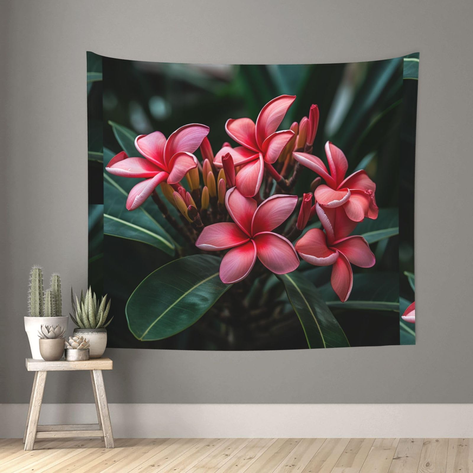 QMKFWT Living Room 60x51 InchPlumeria Tapestry Backdrop Wall Hanging Flag Indoor Outdoor Wall Art Tapestries Wall Decor Blanket Beach Throws Funny Banner Poster for Dorm, Bedroom