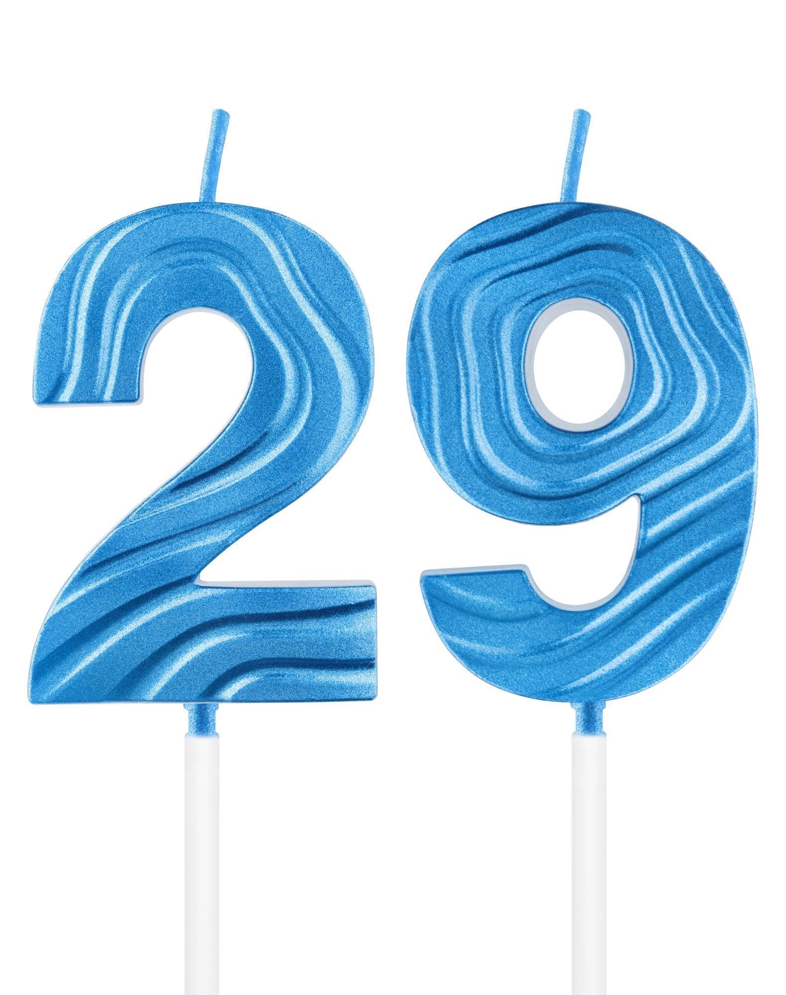 iNINGER Blue Number Candles,Number 29 Birthday Candle,Sapphire Blue 29th Birthday Candle,Deep Blue Cake Topper Decorations for Graduation Ceremony