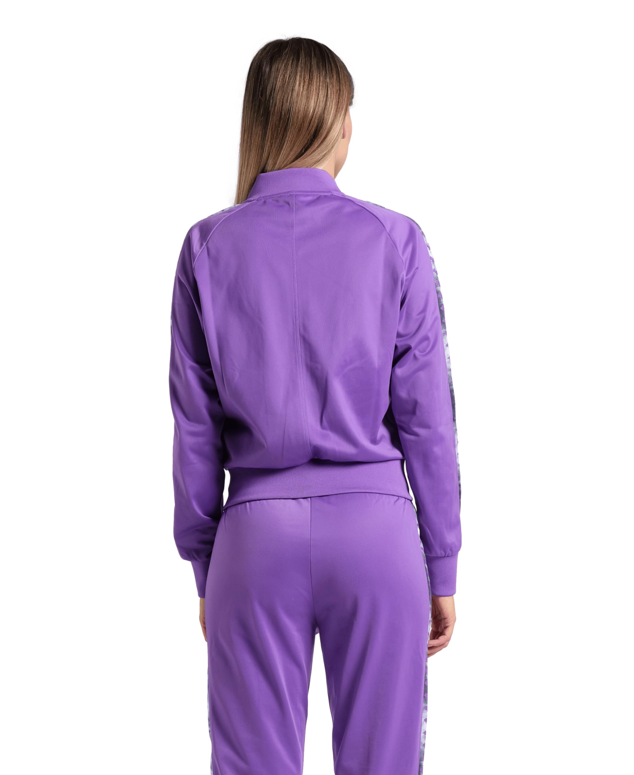 ARENA Women's Icons Relax IV Team Jacket Full-Zipper Regular Fit Side Pockets Retro Streetwear Casual Sporty Post Workout Athletic Lightweight Track Jacket, Violet/Multi/Violet, Large