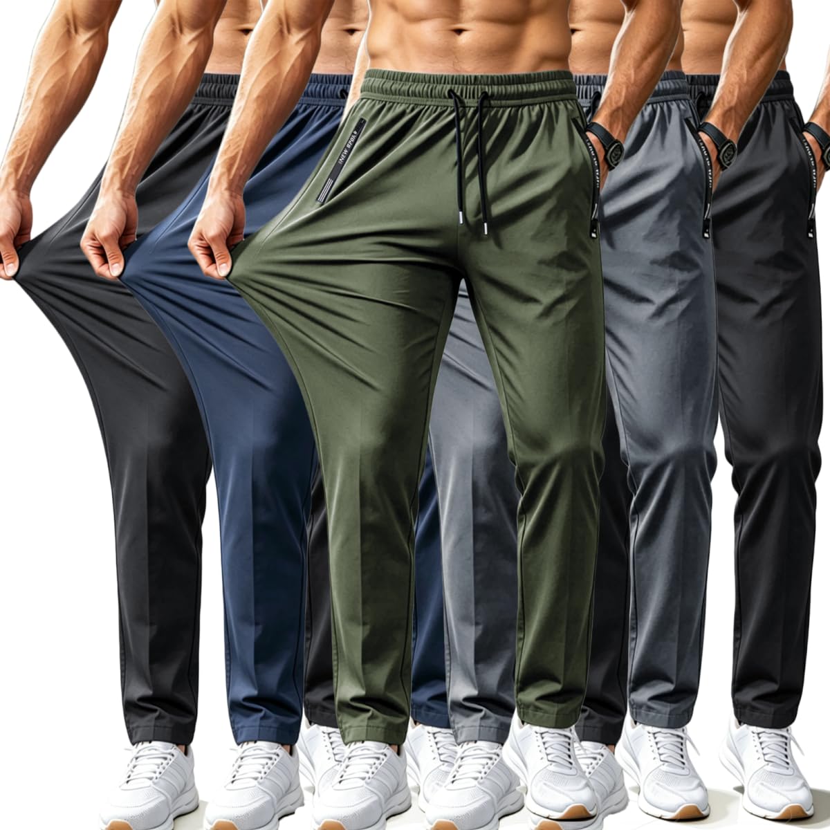 Men's Lightweight Quick Dry Joggers Workout Gym Hiking Stretch Sweatpants