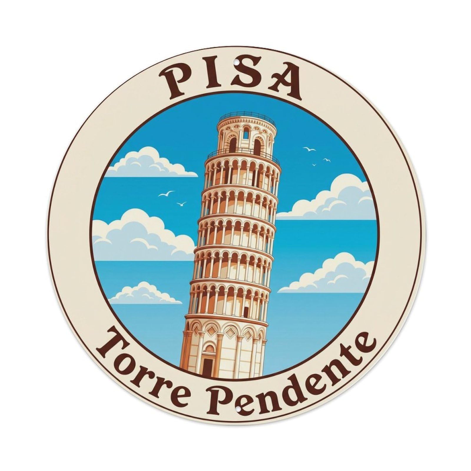Vintage Travel Pisa Leaning Tower 1 Metal Tin Sign Plaque