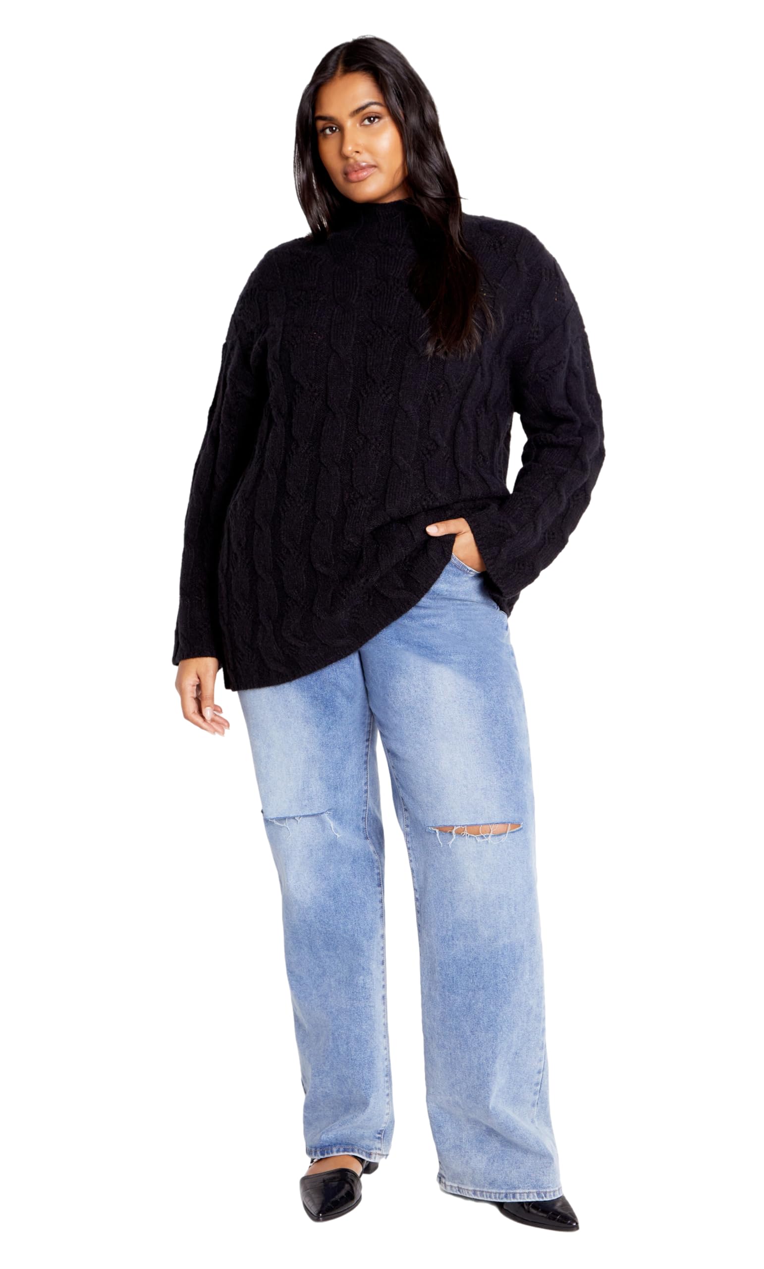 City Chic Womens Plus Size Jumper - Iris Cable
