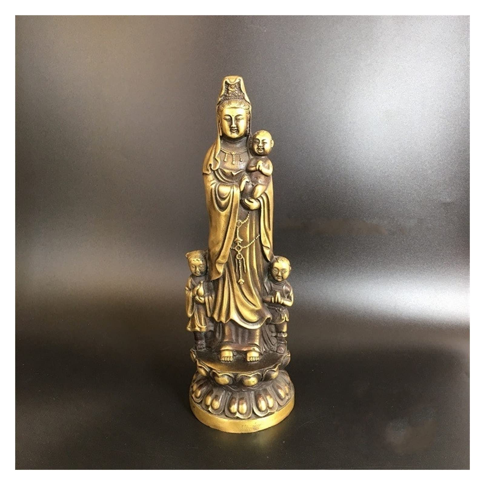 YNBSHGAA Guan Yin Statue Copper Carved Guan Yin Statue Chinese Home Worship Statue Feng Shui Gift Perfect for Your Home or Office Attractive & Serene Buddha Statue Wealth Prosperi