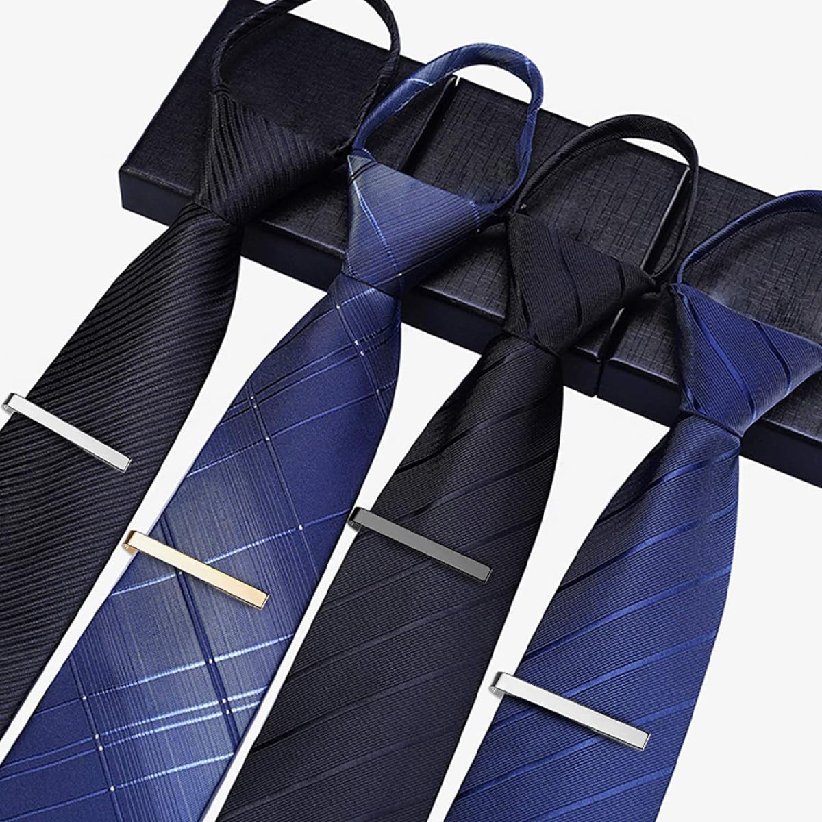 Angoily 3 Stück pack Klassische Krawattenklammern aus Kupfer für Herren Modisches Accessoire in Silber Gold und Schwarz Geeignet für Partys und Weihnachten