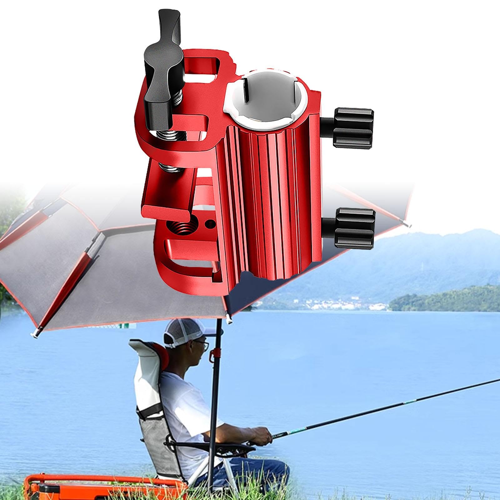 Supporto Ombrellone Parasol Porta Ombrellone Stand Alluminio Base Inserto Terra Regolabile per Pesca Picnics Eventi Sportivi Adatto per Barbecue Uso E, Rosso