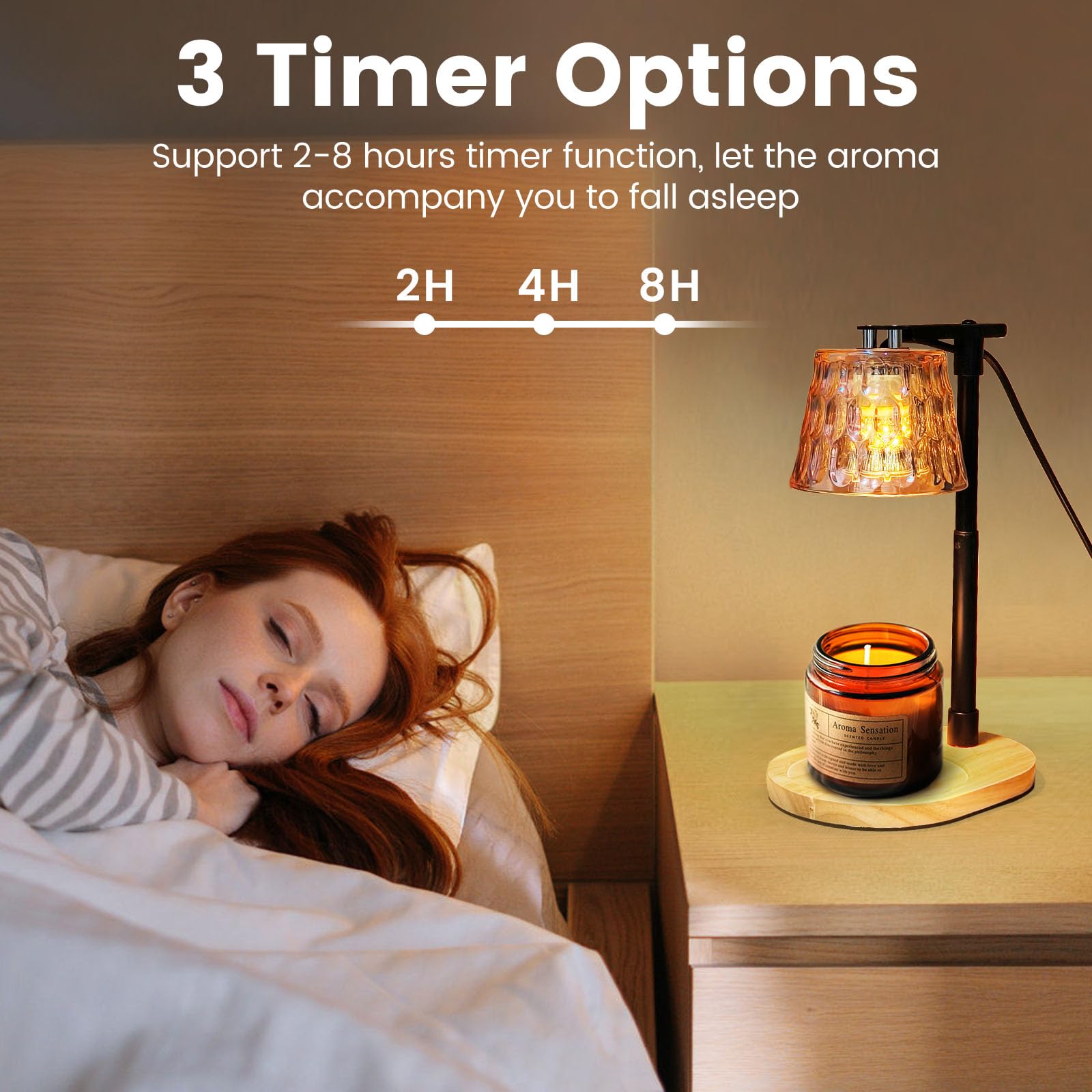 Calentador de Velas con Temporizador y regulador de Intensidad, lámpara de Cera aromática de Cristal, para decoración del hogar, con 2 Bombillas