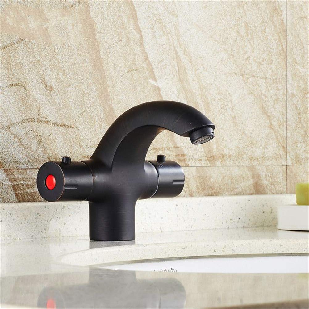 Mezclador Del Lavabo Termostático Negro Baño Termostático Cuenca Del Grifo Mezclador Agua Del Grifo Mezclador Termostático
