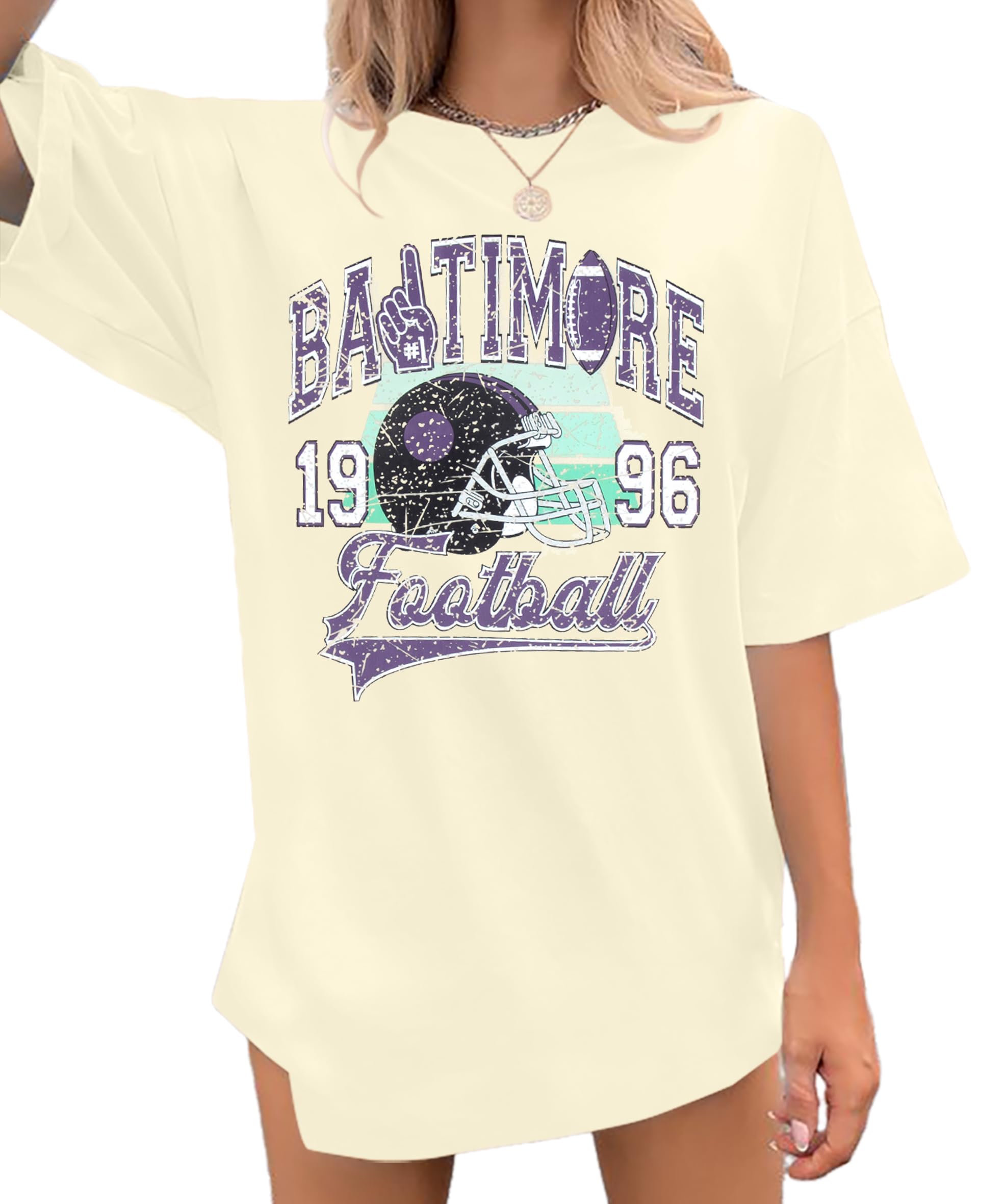 BANGELYFootball Shirts for Women Vintage Football Team Fan Tshirt Game Day Shirt Oversized Football Season Short Sleeve Tops