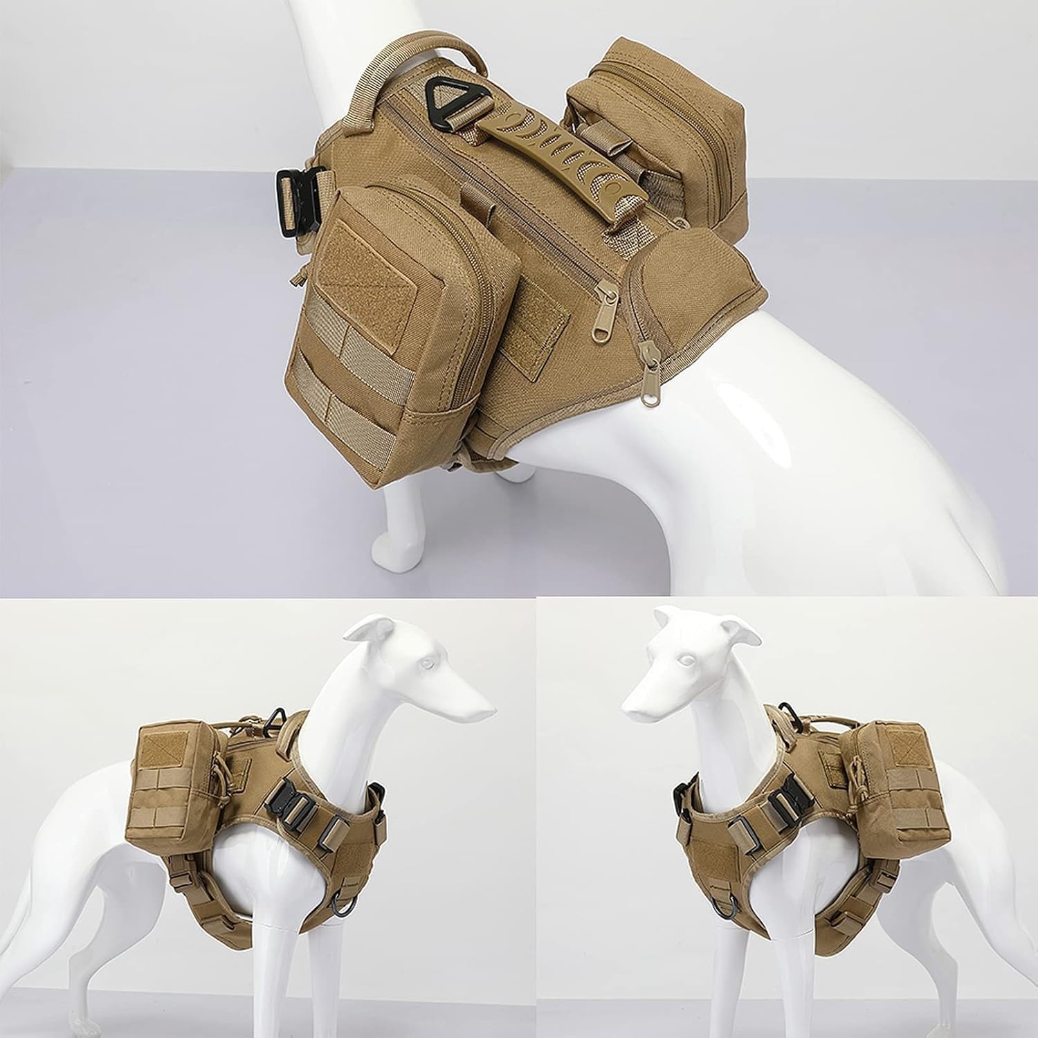 Arnés Táctico para Perros de Alta Resistencia, Antitirones para Perros Medianos y Grandes, Chaleco Ajustable con Asa Acolchada y Malla Transpirable para Entrenamiento, Caza y Paseo,Negro,M