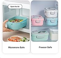 Vista 4 de Lonchera Bento para Adultos, Contenedor de Ensalada Grande de 43oz Tazón de Ensalada, Bandeja Estilo Bento para Ingredientes, Contenedor de Salsa