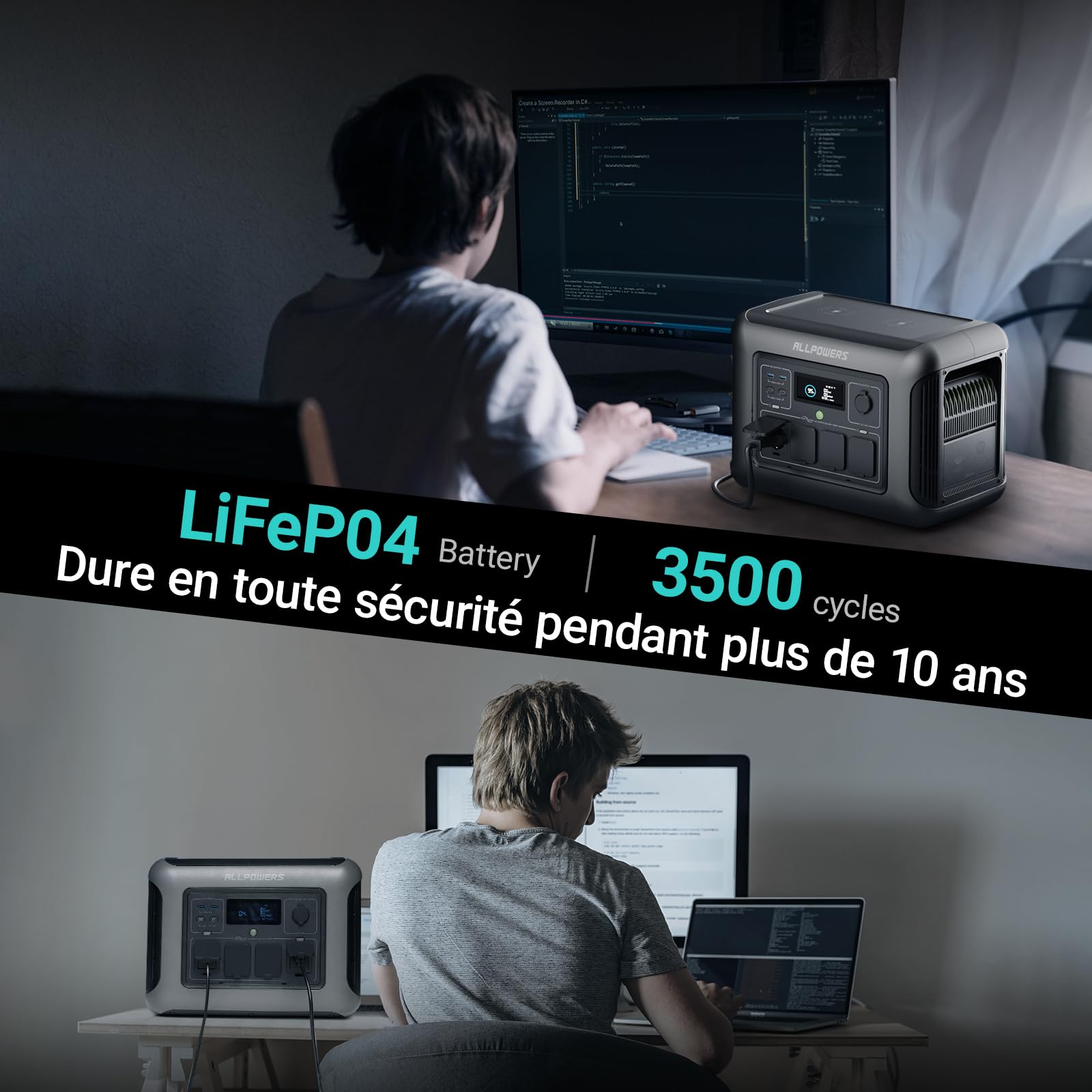 ALLPOWERS R1500 Station électrique Portable 1152Wh Panneau Solaire 200W | panneau solaire flexible IP68 étanche, Batterie LFP, 2 x Chargement Rapide sans Fil 15W, générateur Solaire pour Camping-Car
