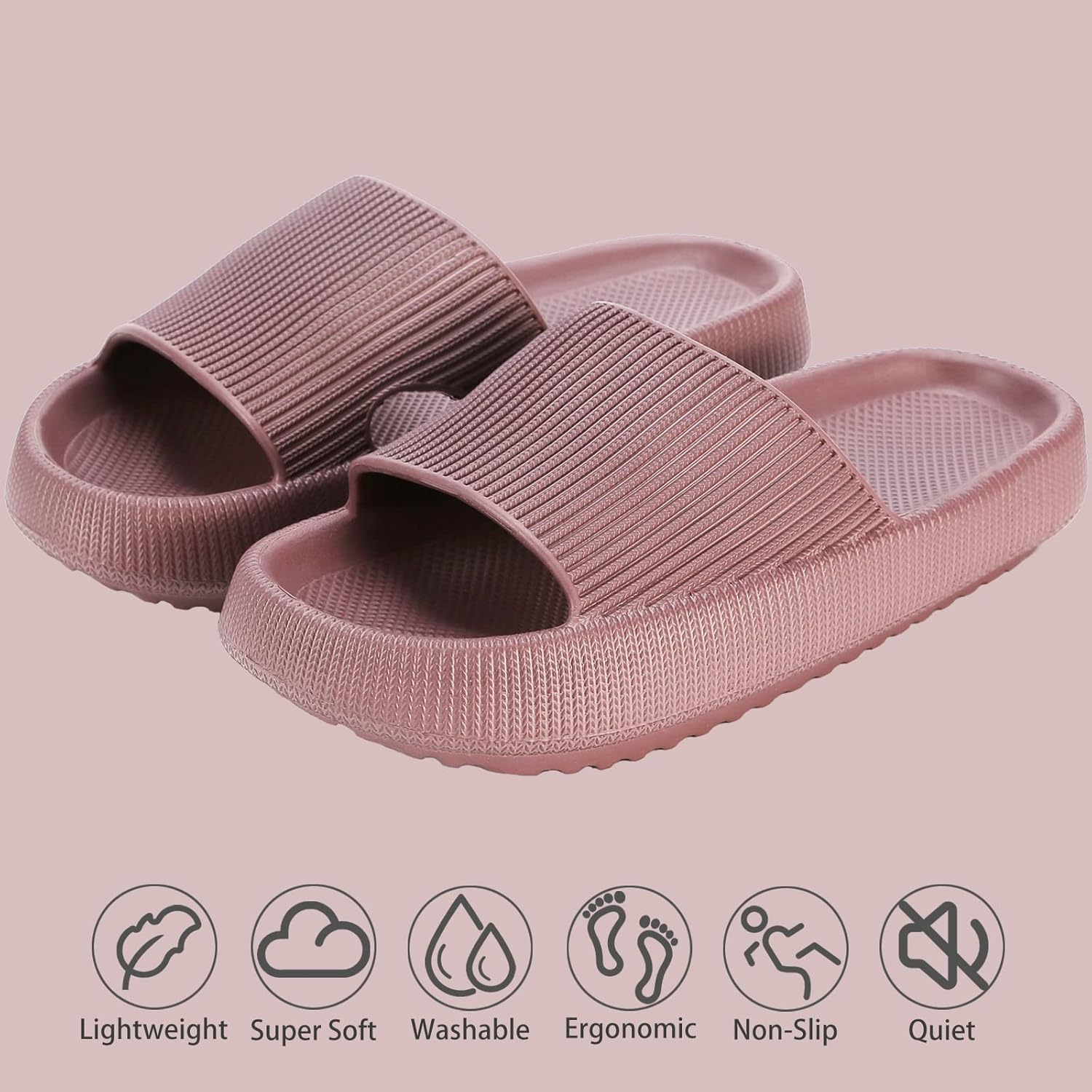 rosyclo Cloud Slippers for Women and Men, Pillow House Slippers Shower Shoes Indoor Slides Bathroom Sandals, Ultimate Comfort, Lightweight, Thick Sole, Non-Slip, Easy to Clean - Image 2