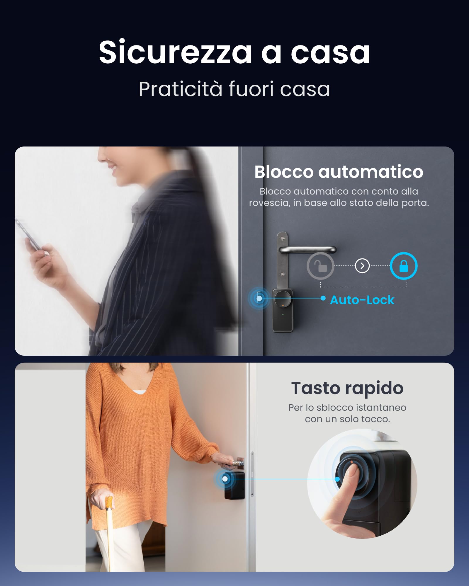 SwitchBot Serratura Intelligente WiFi Pro con Tastiera Touch, Matter Over WiFi, Serratura Elettronica con Batteria Ricaricabile, Sblocco via Impronta Digitale, Codice, Apple Home, Alexa, Google