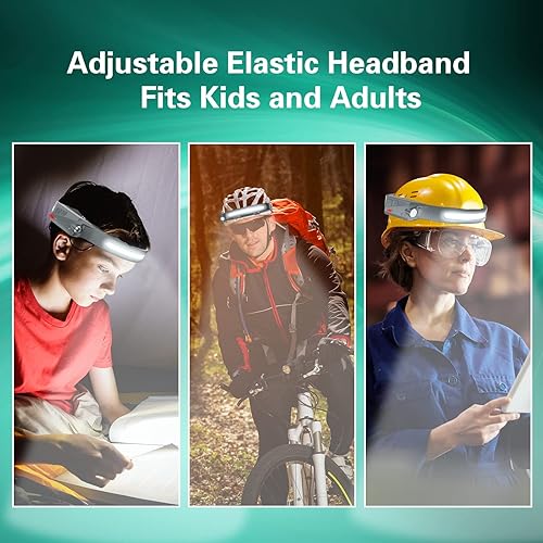 Miniatura 9 de SEVENKA - Linterna frontal recargable LED, luz frontal LED brillante de 230, luz de cabeza con modo sensor, lámpara de cabeza ligera de 2.4 onzas