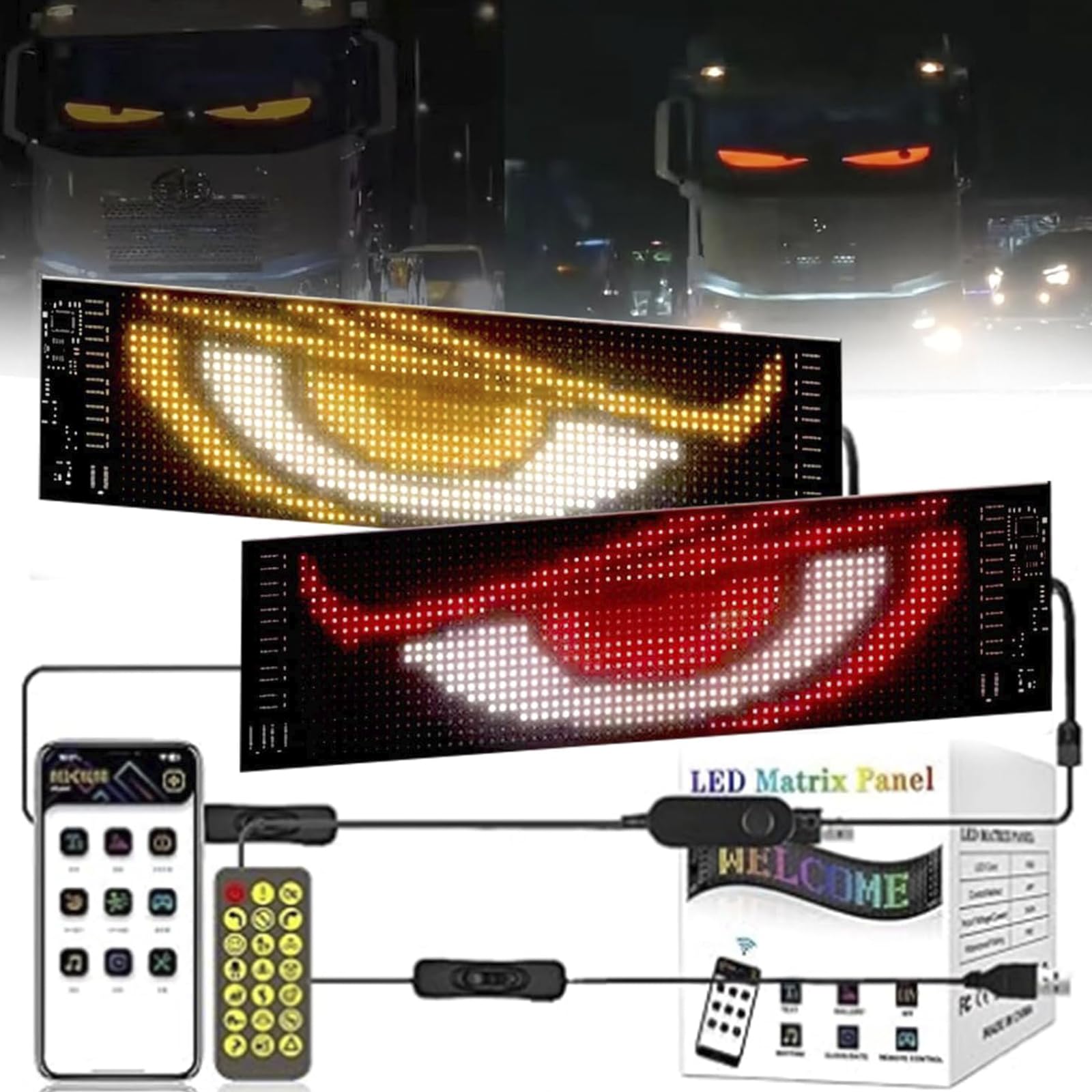 Lampada Per Finestrino Auto - Schermo LED Matrice Flessibile Programmable 16x64 - Luce Colorata Per Auto - 3