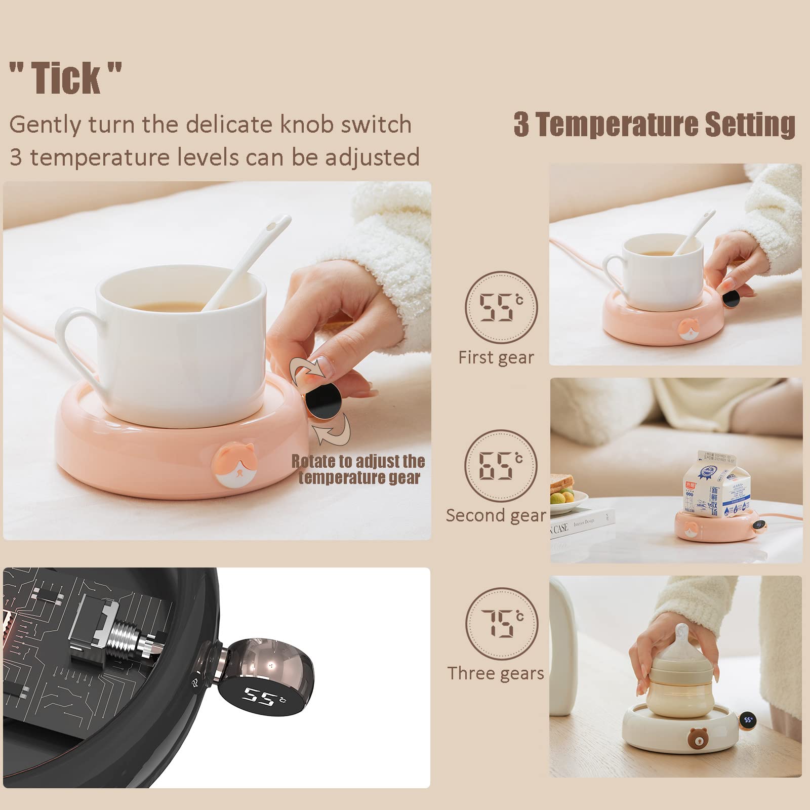 Tasse De Café Réchauffeur - 3 Niveaux De Température Tasse De Café Se