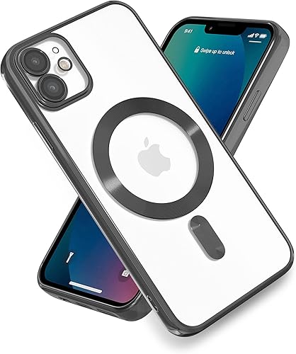 Yetagso Funda protectora transparente galvanizada para iPhone 11 compatible con carga inalámbrica antiarañazos borde azul