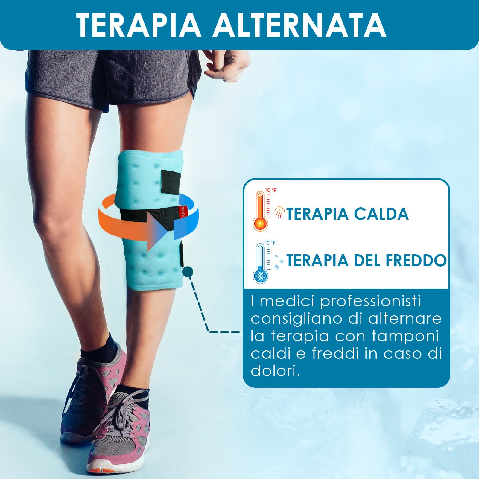 Comfytemp 2 Unità Impacchi di Ghiaccio Riutilizzabili per Polpacci, Ginocchia, Gambe, Braccia, Spalle, Collo e Gomiti, Impacchi Freddi e Caldi per Alleviare Dolori, Gonfiori e Tendiniti 30 x 30cm