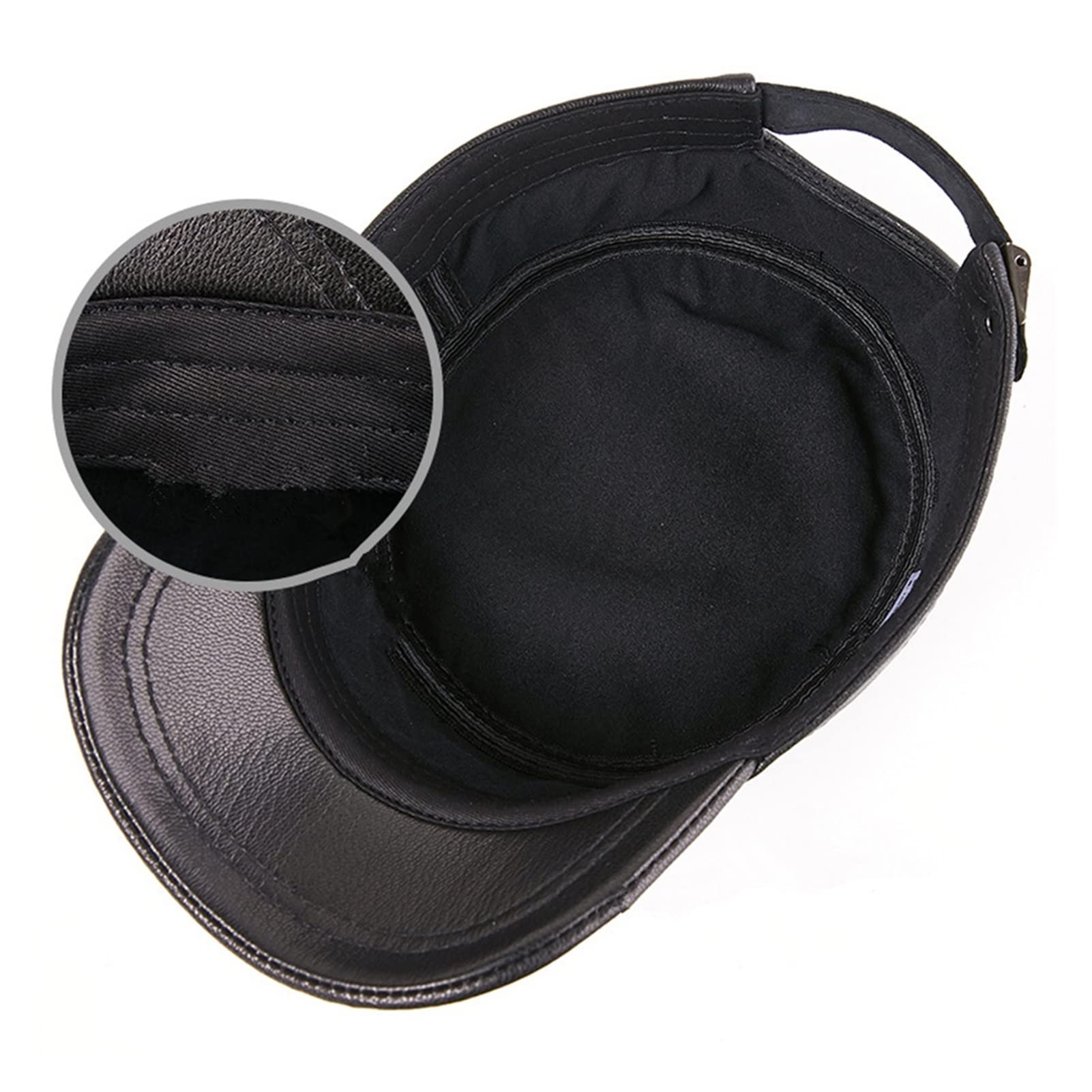 Mil-Itary Hat Męskie dzianiny Prawdziwej Skóry Wojsko Czapka Jesień Winter Beret Men's Real Leather Cap