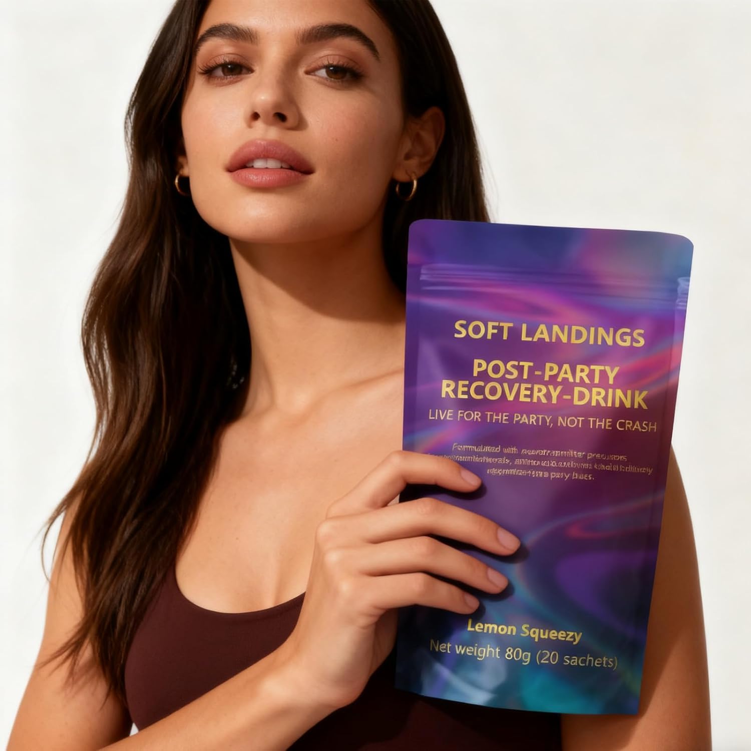 Soft Landings Post Party Recovery Drink Powder - Lemon Squeezy Flavor, Vitamin & Mineral Supplement for Boost Energy - 80g (1pc)
