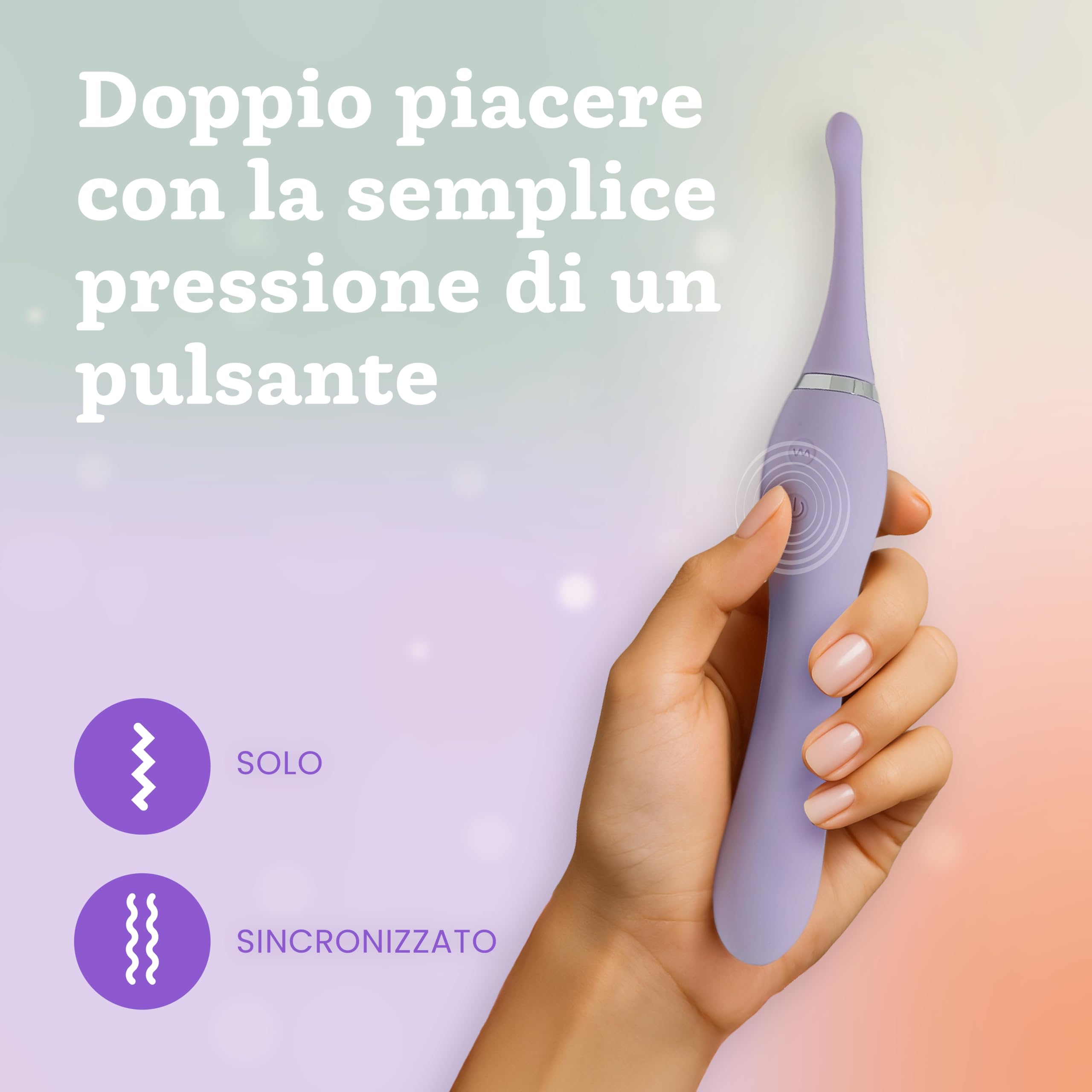 Vibratore Clitorideo con Coda Vibrante di Oliver James – 10 Modalità di Piacere, Wand in Silicone Resistente all’Acqua per Donna, Sex Toy Ricaricabile USB (Lilla Pastello)
