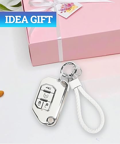 Miniatura 5 de Zlirfy Funda inteligente para llavero con control remoto, fundas para llaves de automóvil con llavero de cuero, funda de llavero de automóvil, funda