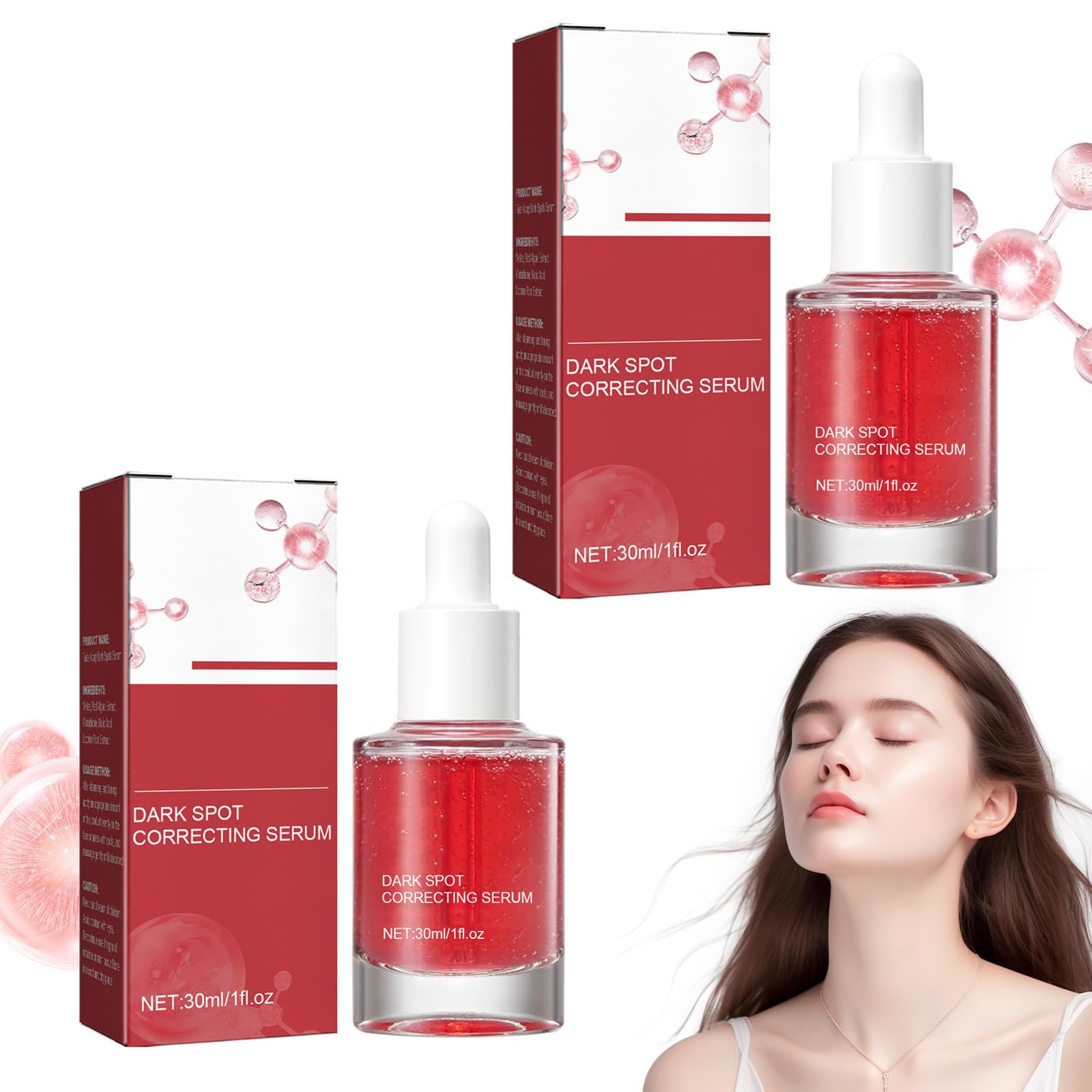 Dymeist 2pcs Dark Spot Correcting Serum, Niacinamide 10%, 4% Dark Spot Correcting Essence, Ceramide, Hyaluronic Acid, Lighten dark spots and age spots on the skin Moisturize and lighten (A3)