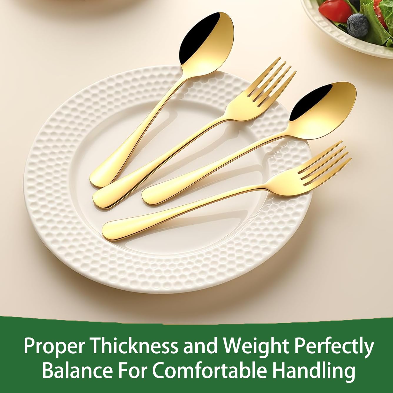 Gold forks and spoons set 24pcs stainless steel gold forks Dishwasher Safe — Amazon image 5