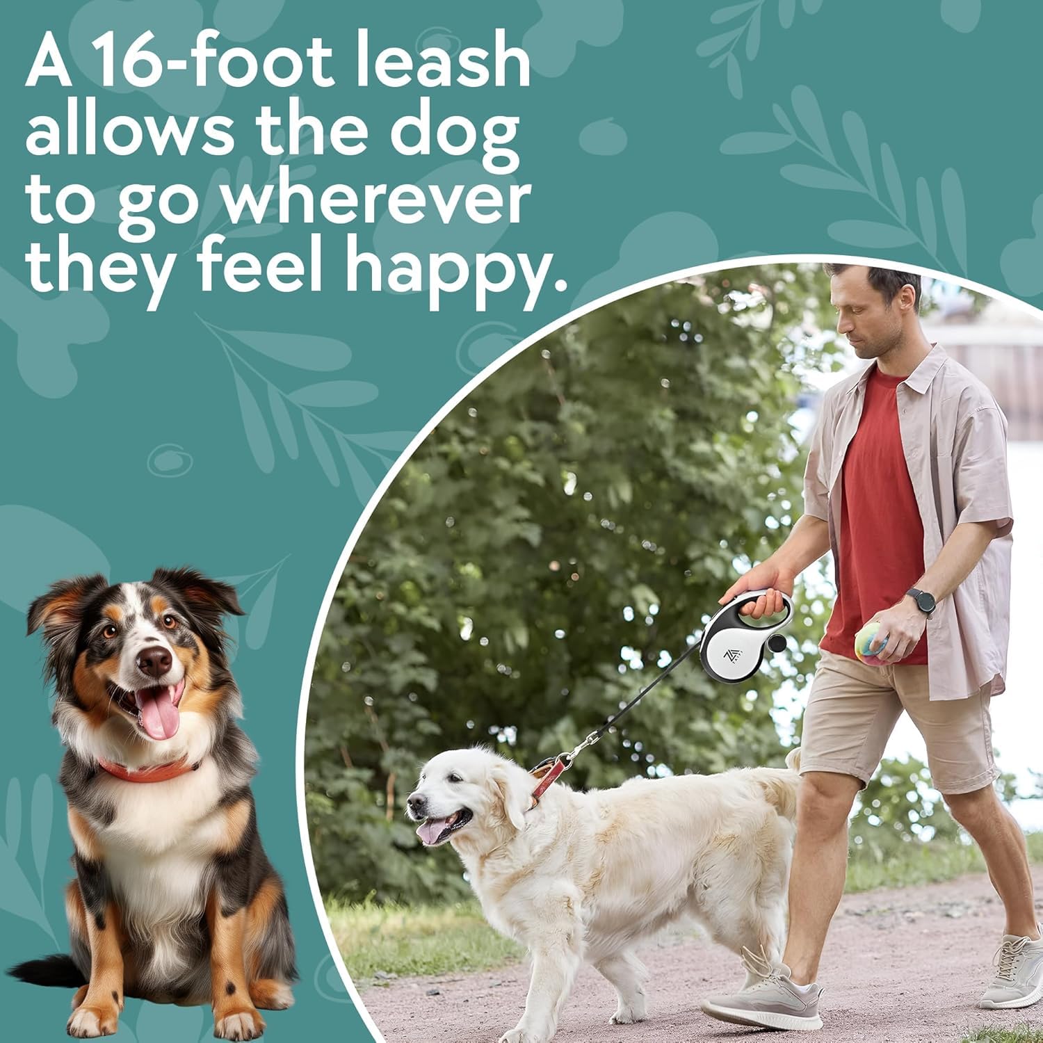 ZAIFI Retractable Dog Lead with Poo Bag Holder, 8m/26ft Extendable Dog Leash with 360° Tangle-Free Design - Image 4