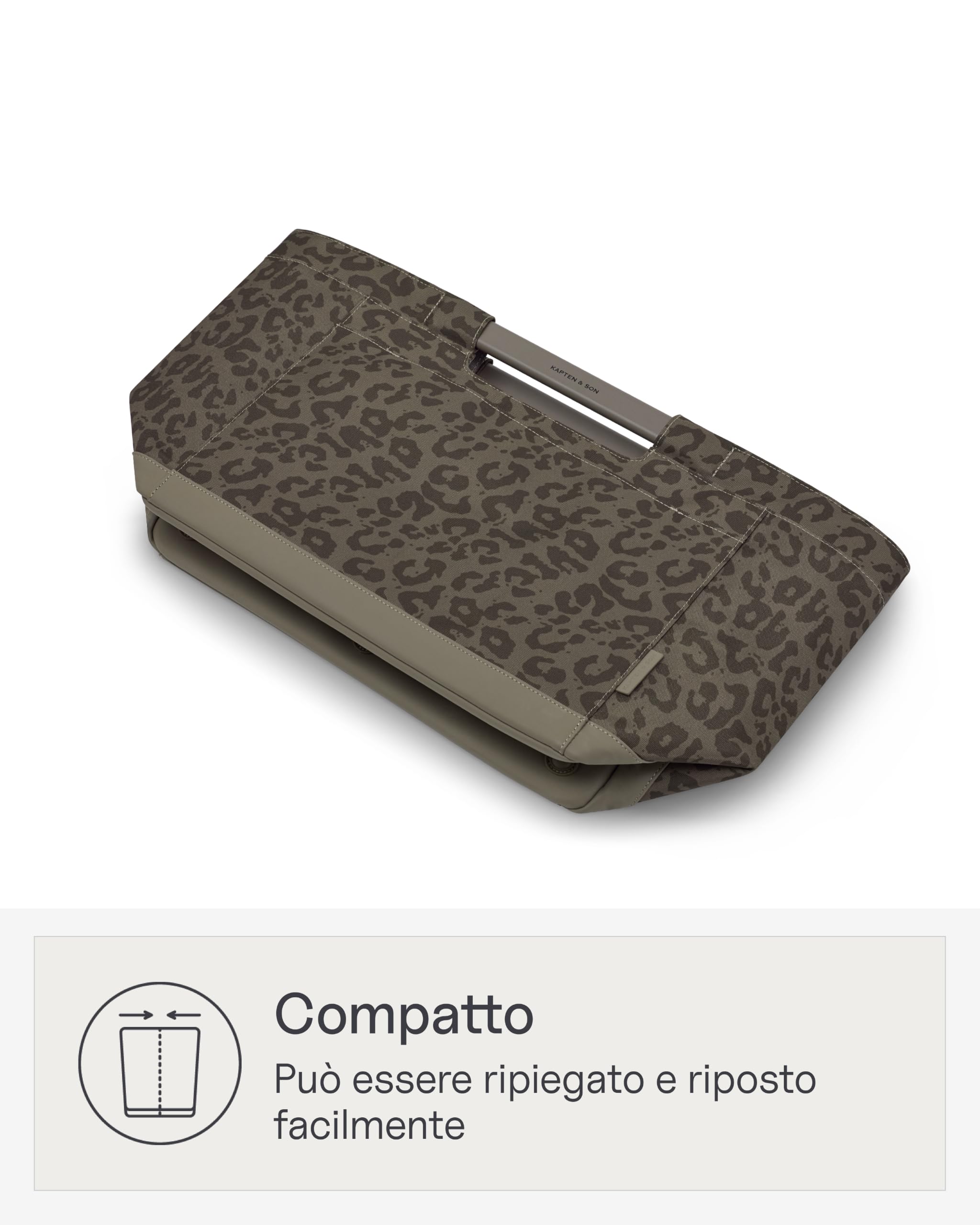 Kapten & Son Vaasa Borsa spesa pieghevole leo marrone 25 L | Cestino della spesa resistente | Chip per carrello della spesa e scomparto magnetico inclusi | Interno lavabile con un panno