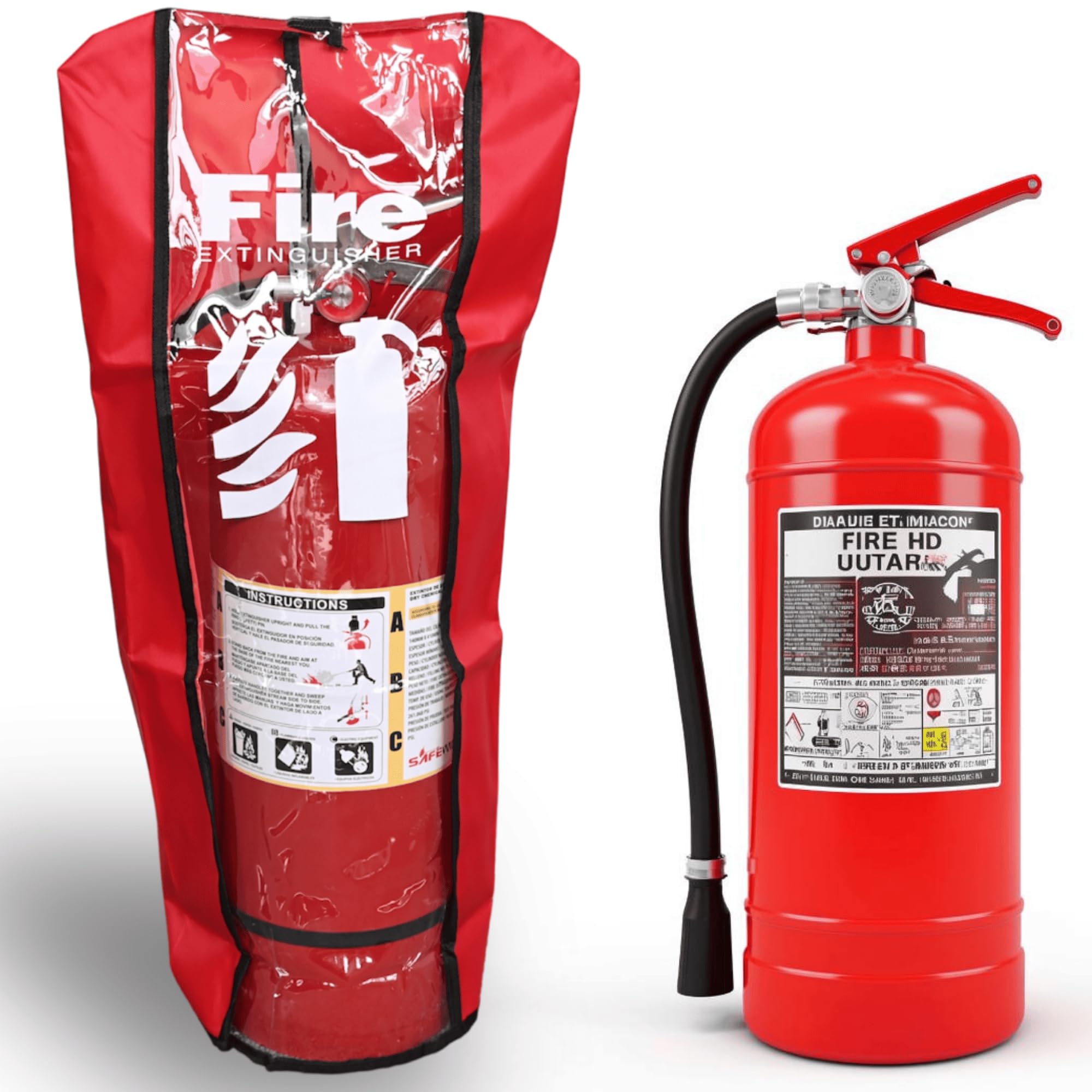 Paquete de 6 fundas pequeñas para extintores de incendios | Se adapta a unidades de hasta 10 libras | Fundas protectoras transparentes resistentes a los rayos UV, impermeables y a prueba de polvo |