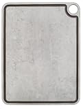 Cutting Board with Channel and Hanger. Smooth Surface for Chopping Food in Cellulose Fibre and Resin. Professional Meat and Vegetable Cutting Utensil with Anti-spill Channel. Grey. 17
