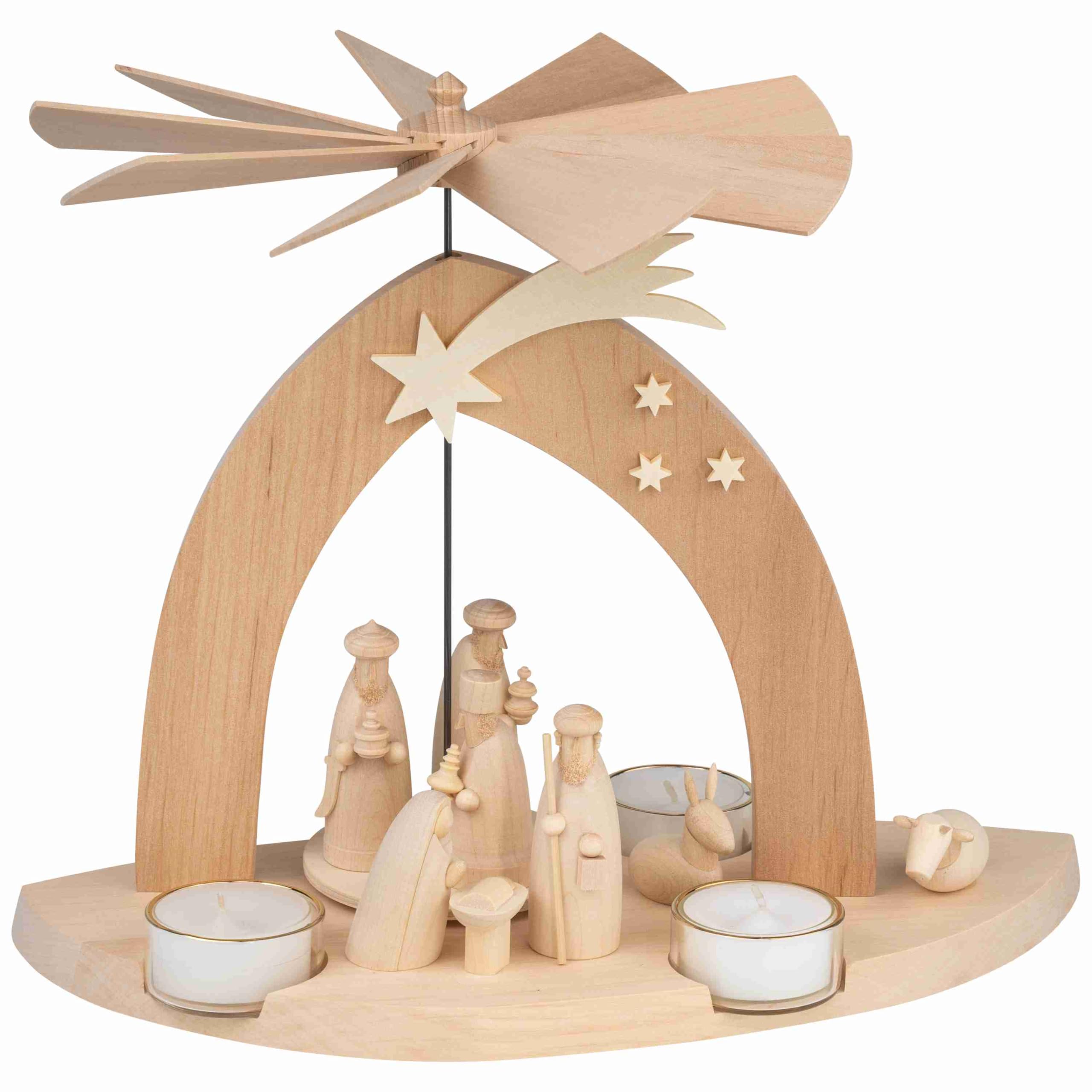 Pyramide de la Naissance du Christ Seiffener Volkskunst pour remplacer la crèche statique