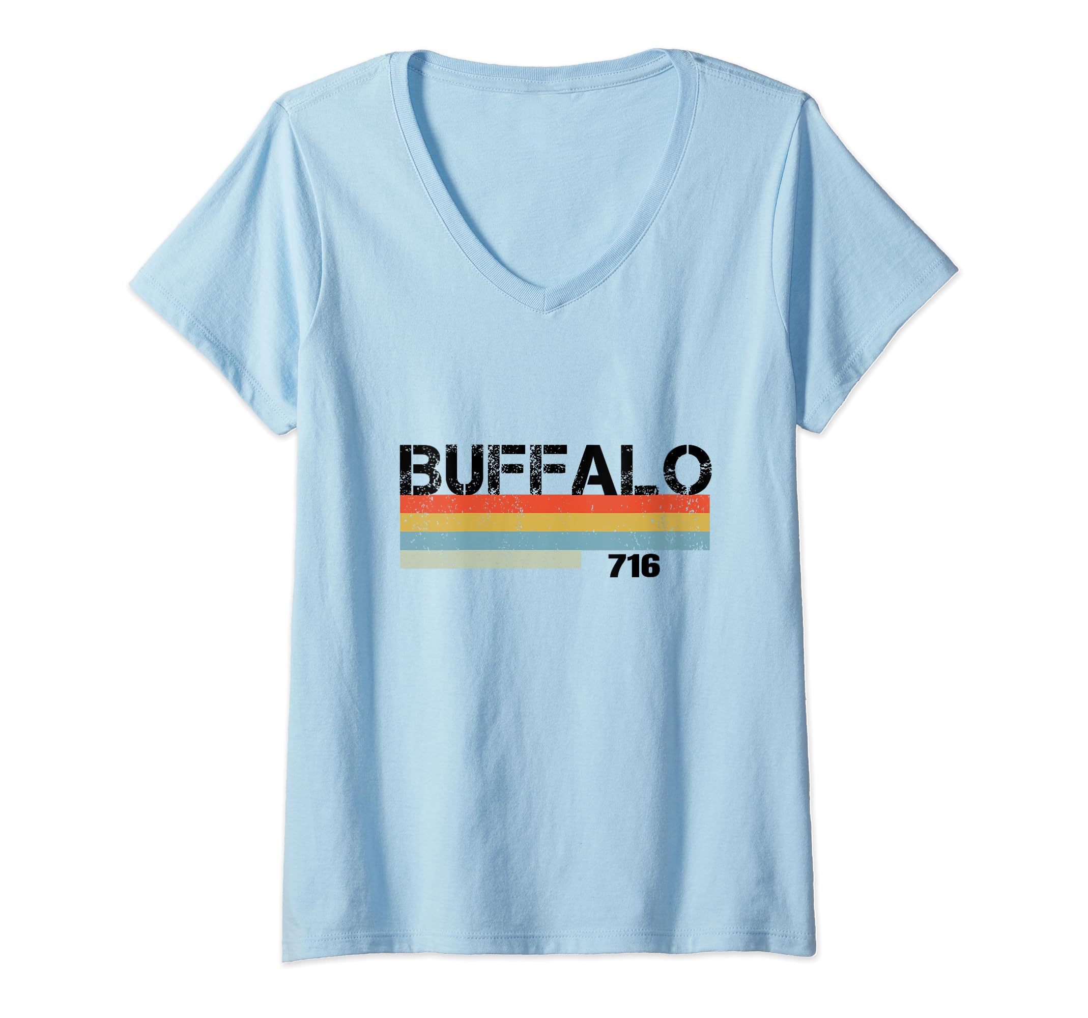 Buffalo Vintage Stripes Area Code 716Buffalo V-Neck T-Shirt