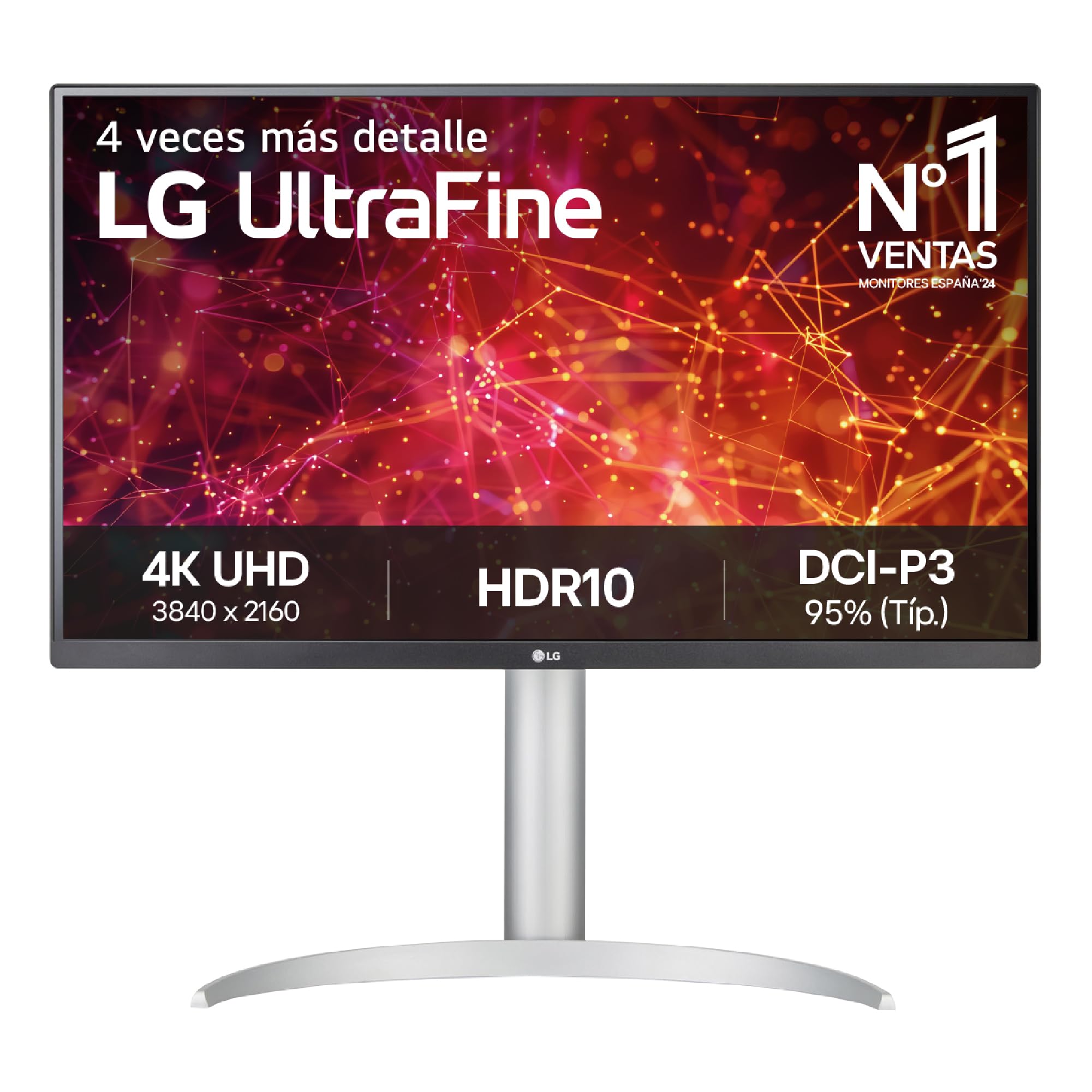 LG 27UP850K-W - Monitor Ultrafine 4K UHD 27" (3840x2160), Panel IPS, 60 Hz, HDR10, 5ms (GtG), DCI-P3 95%, USB-C, Super Resolution+, Black Stabilizer, Dual Controller, Soporte Ergonómico, Negro
