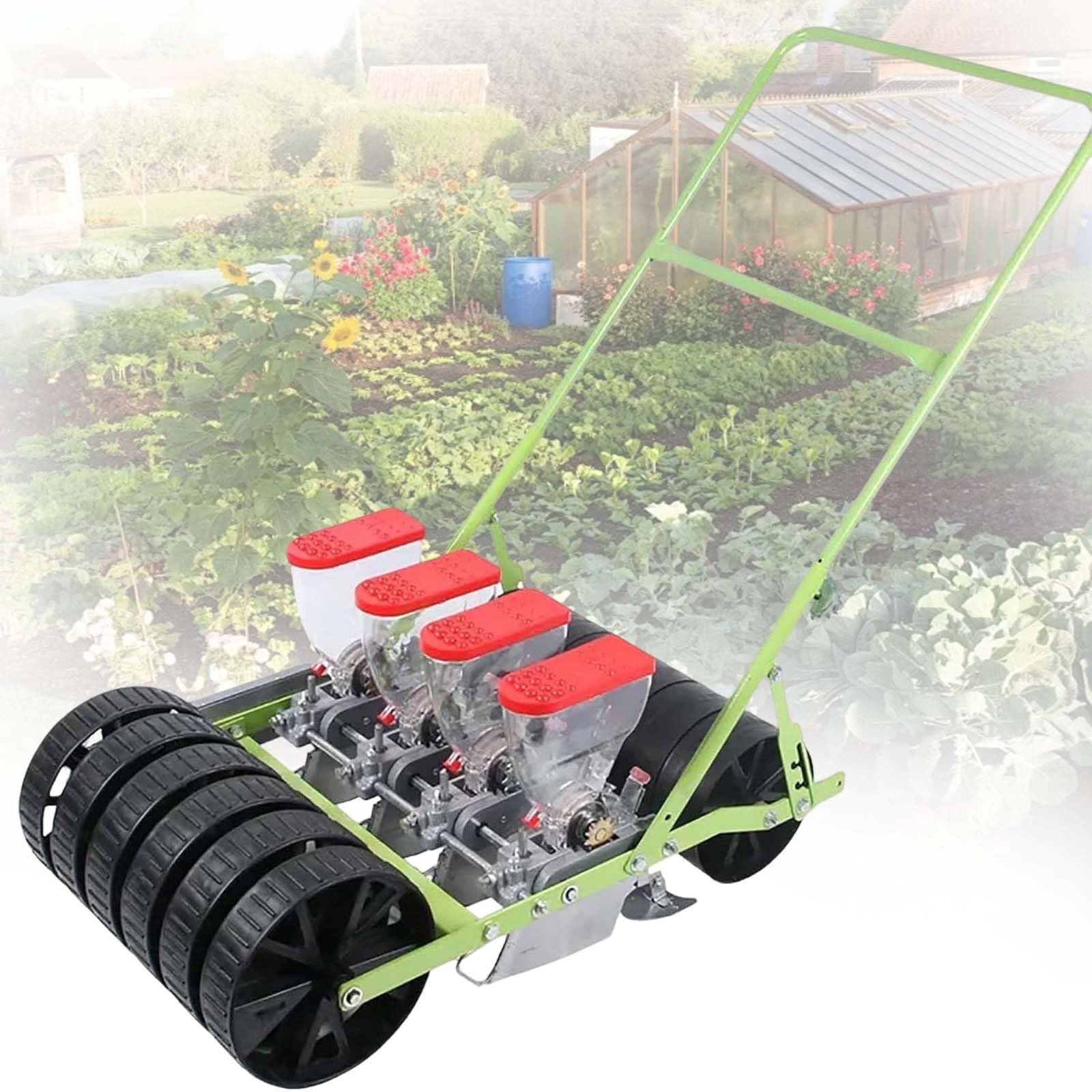 Seminatrice di Semi agricoli, seminatrice di precisione a Spinta Manuale. Ideale per Semi di Mais, Arachidi e soia, Ideale per terrazze e Piccole Applicazioni agricole.(4row)