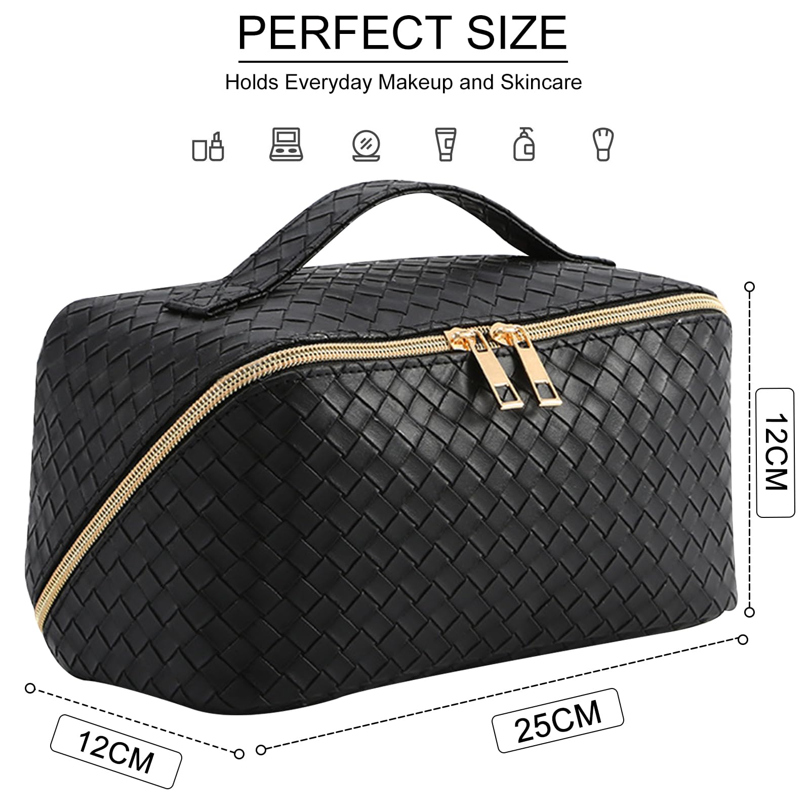 TOPALL Beauty Case da Viaggio Donna,Grande Borsa Cosmetica da Viaggio,Trousse Trucchi Donna in Aggiornata PU Pelle,Borsa Porta Trucchi da Toilette Makeup Bag Organizer
