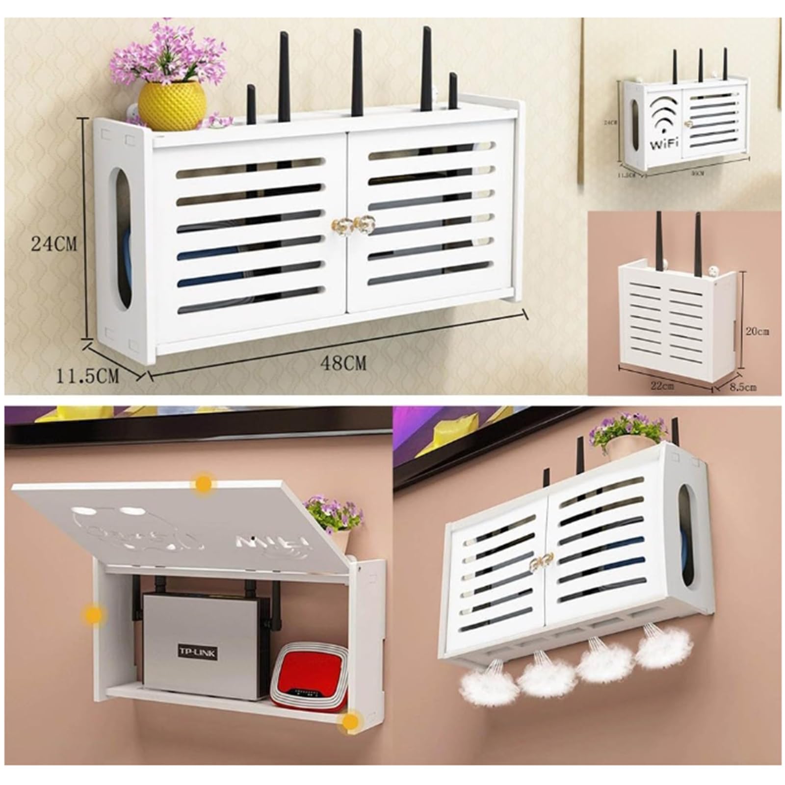 Scatola Per Router WiFi Da Parete | Con Fori Di Ventilazione | Per Nascondere Cavi E Dispositivi - Foto 11