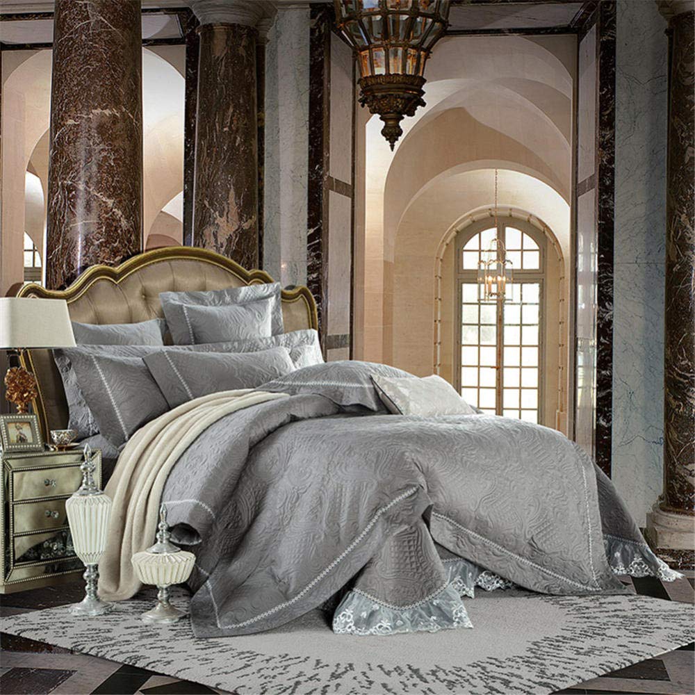 Édredon en coton mercerisé haut de gamme 220x240cm parure de lit grise