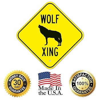 Amazon.com: Wolf Crossing with Graphic Sign, 12x12 Inches