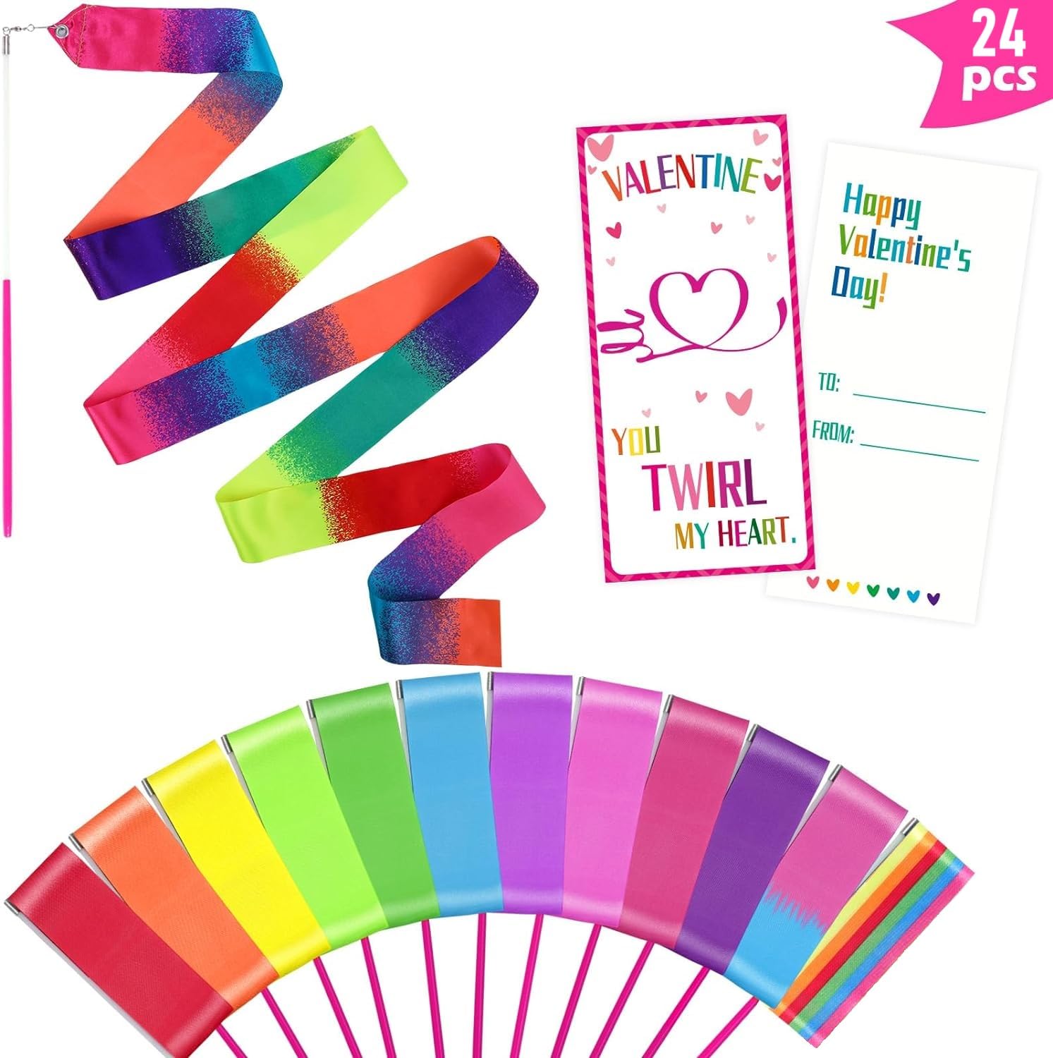 Amazon.com: HiUnicorn 24-Pack Rainbow Dance Ribbons Twirling