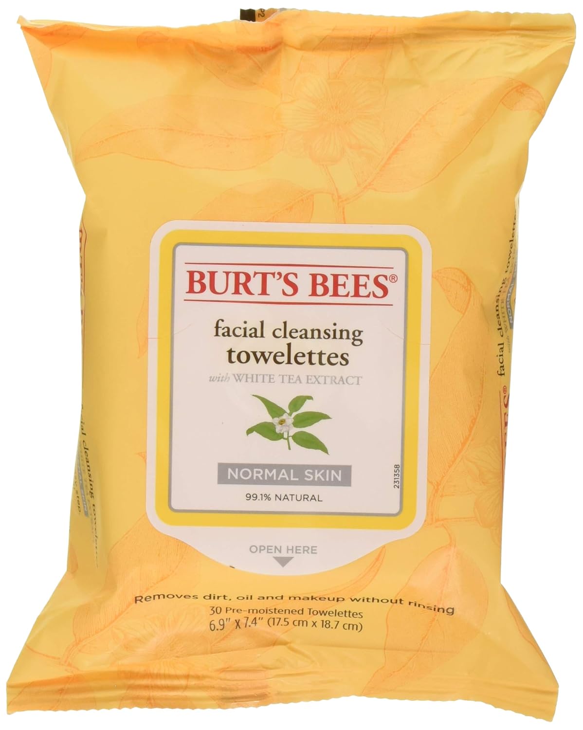 Burt's Bees Natural Skin Essentials Facial Cleansing Towelettes,30 Count (Pack of 3)