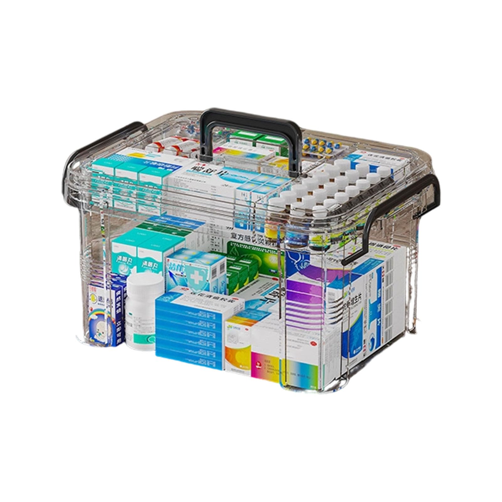 Piceioep Large Capacity Organizers Multilayer Designs Clear Lid Household Medicines Storage Box Portable and Sturdy Family Emergencys Medicines Organizers