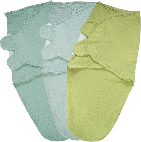 Miniatura 1 de Pañales de muselina orgánica ultra suaves para bebés recién nacidos, paquete de 3 sacos de dormir ajustables (estilo vitalidad, 0-3 meses)