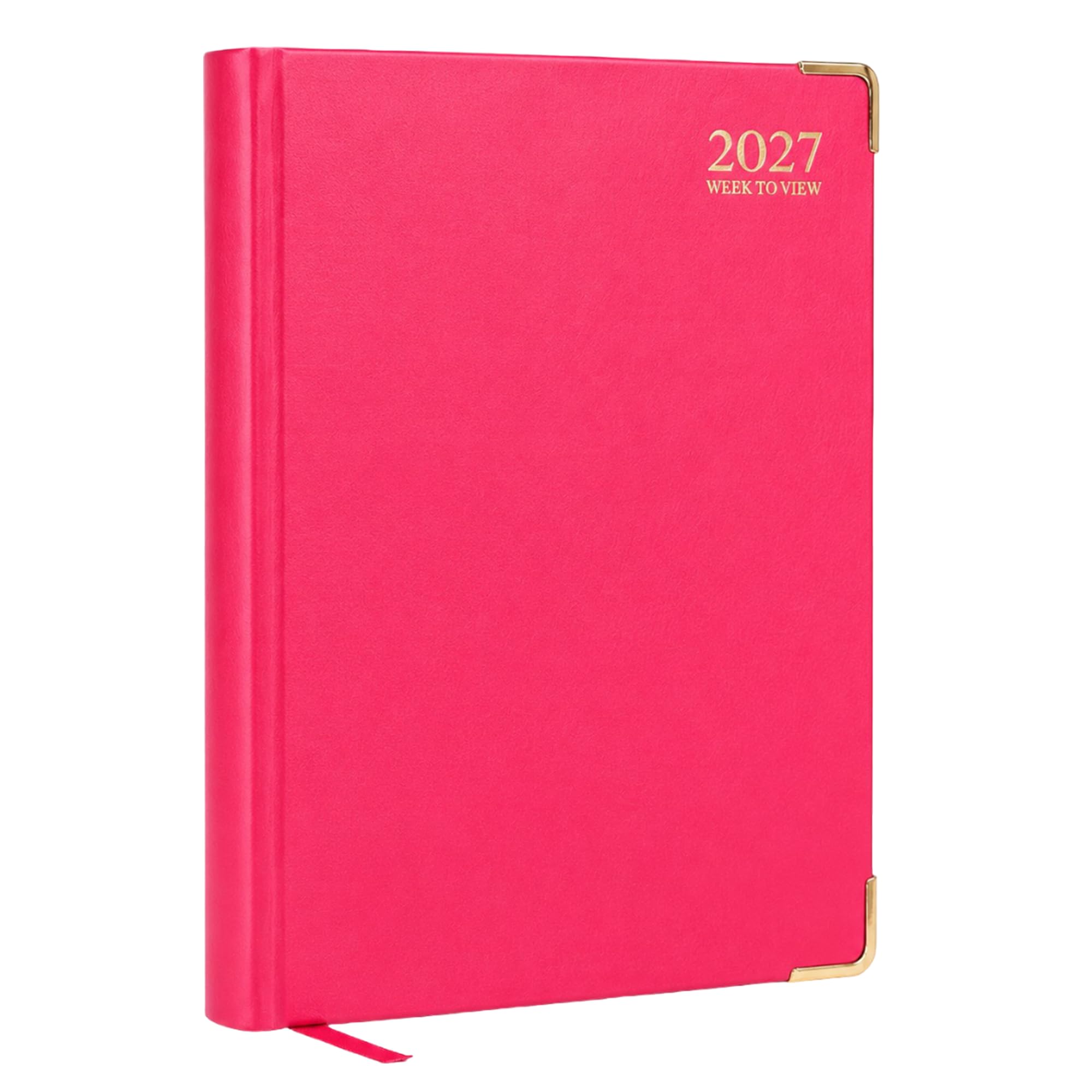 AHG A4 2027 Week To View Pink Diary Gilt Edges Hardback