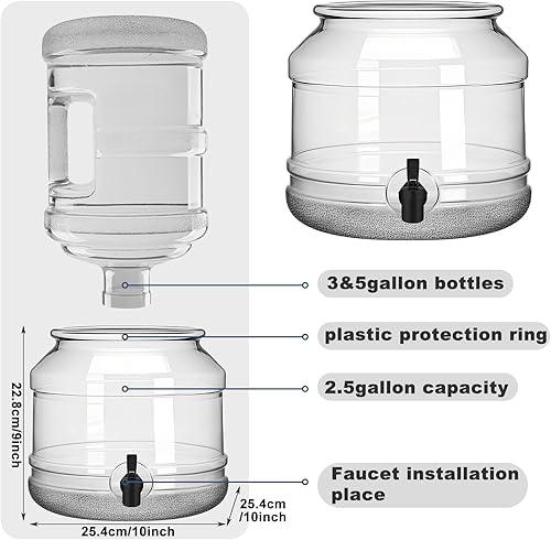 Miniatura 2 de Base dispensadora de jarra de agua de 5 galones con boquilla para botellas de 3 a 5 galones, recipientes de plástico para soporte o encimera