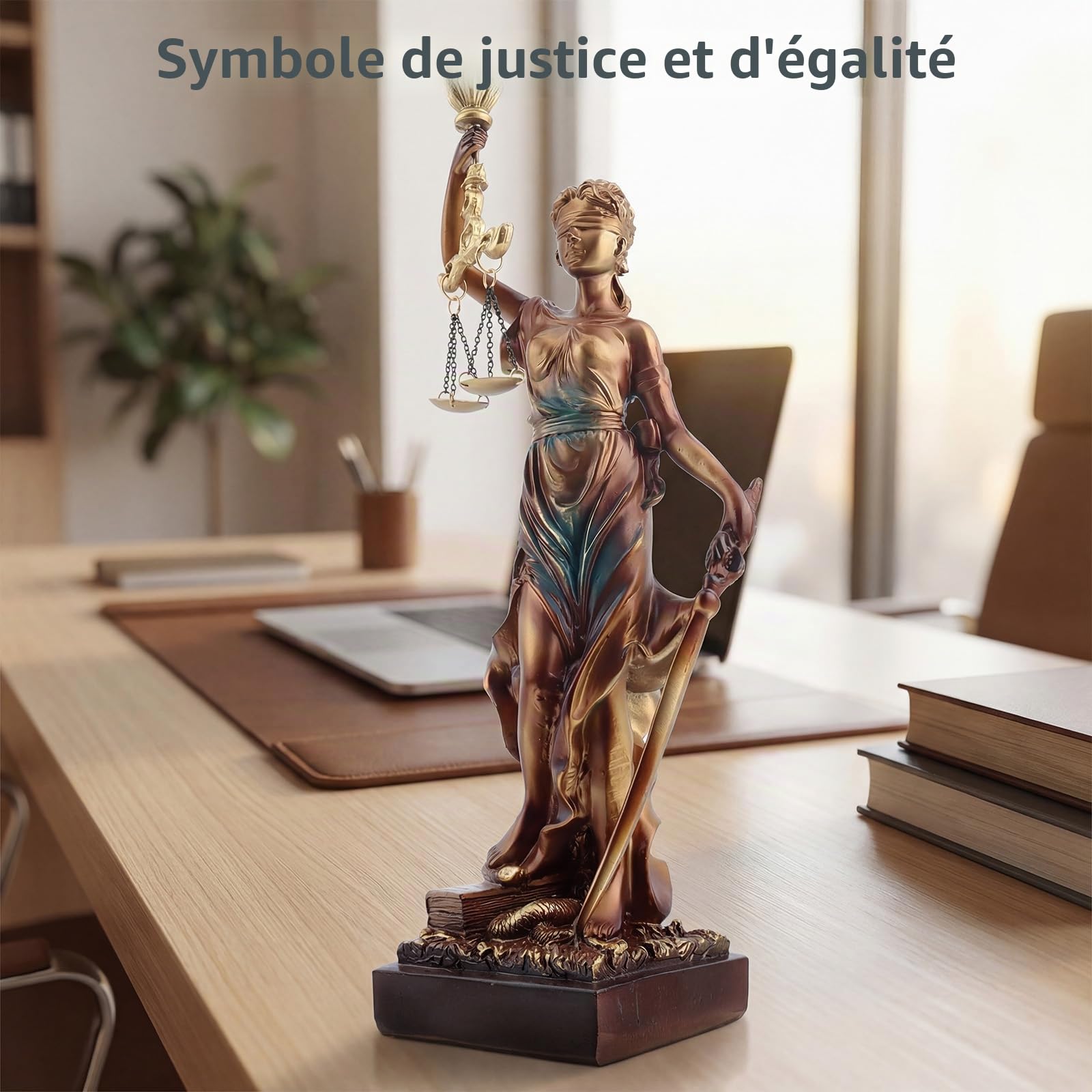 38cm Statue de la Justice, Figurine en Résine de la Déesse Grecque de la Justice, Cadeau pour Bureau d’Avocat & Juge, Justice Aveugle avec Balance et Épée
