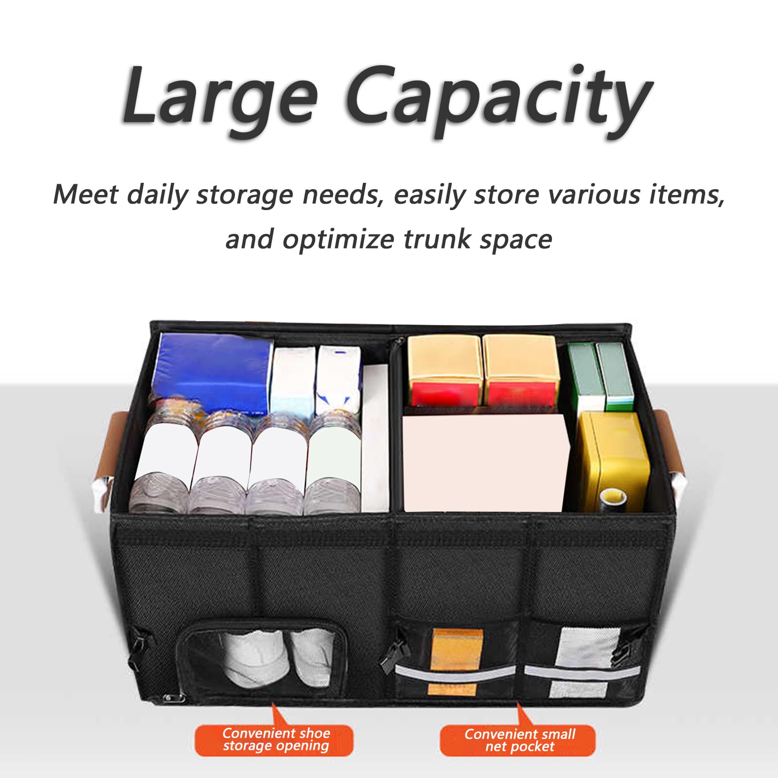 Kofferbak Organizer voor Volvo V40 V50 V60 V70 V90 C30 C40 C70 S60 XC40, Opvouwbare Leren Kofferbakorganizer met Deksel,Opvouwbare Interne Accessoires,L-B Kofferbak Organizer voor Volvo V40 V50 V60 V70 V90 C30 C40 C70 S60 XC40, Opvouwbare Leren Kofferbakorganizer met Deksel,Opvouwbare Interne Accessoires,L-B